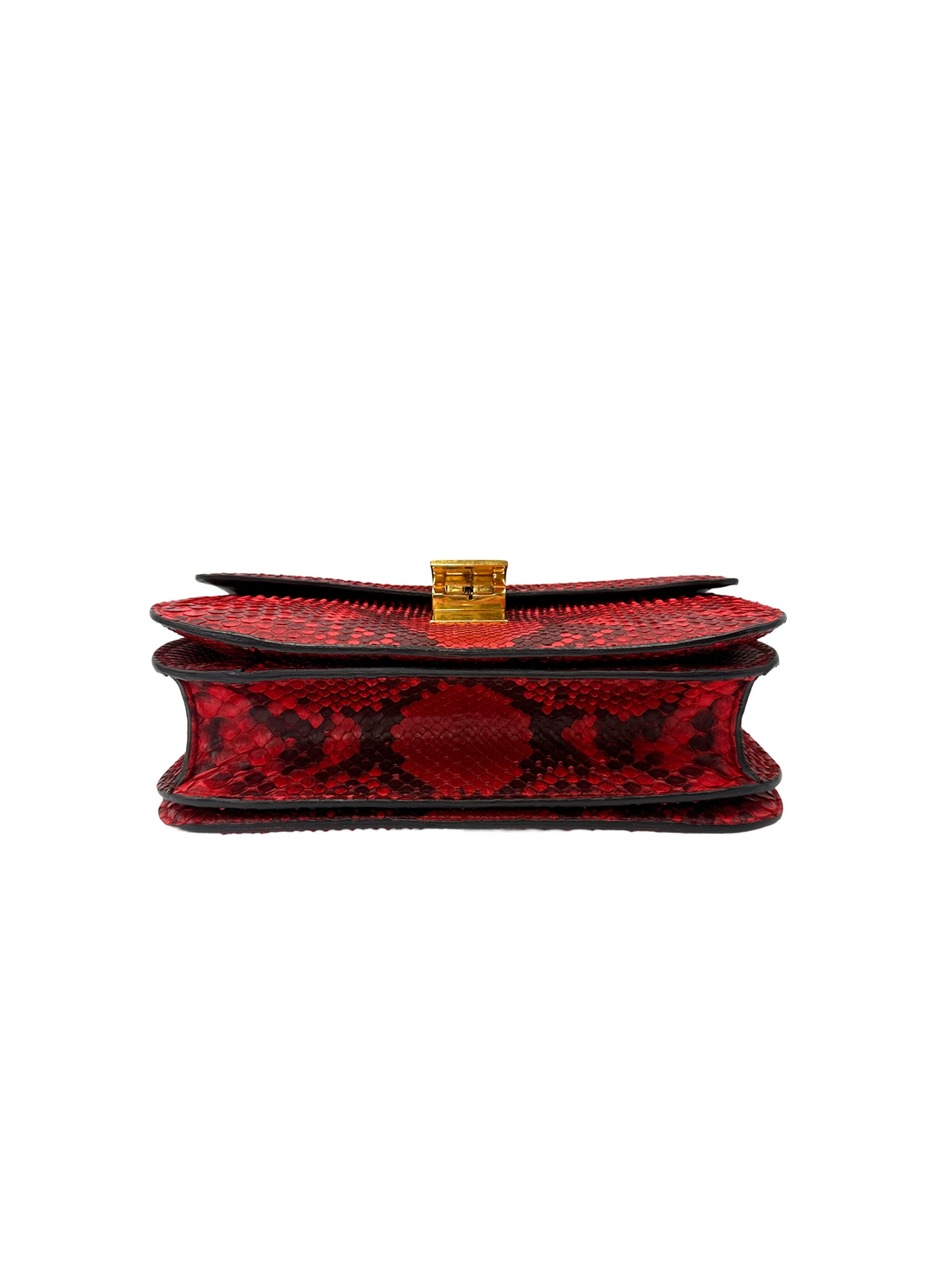 Celine Classic Box Red Python Leather Medium Size Flap Bag CE176