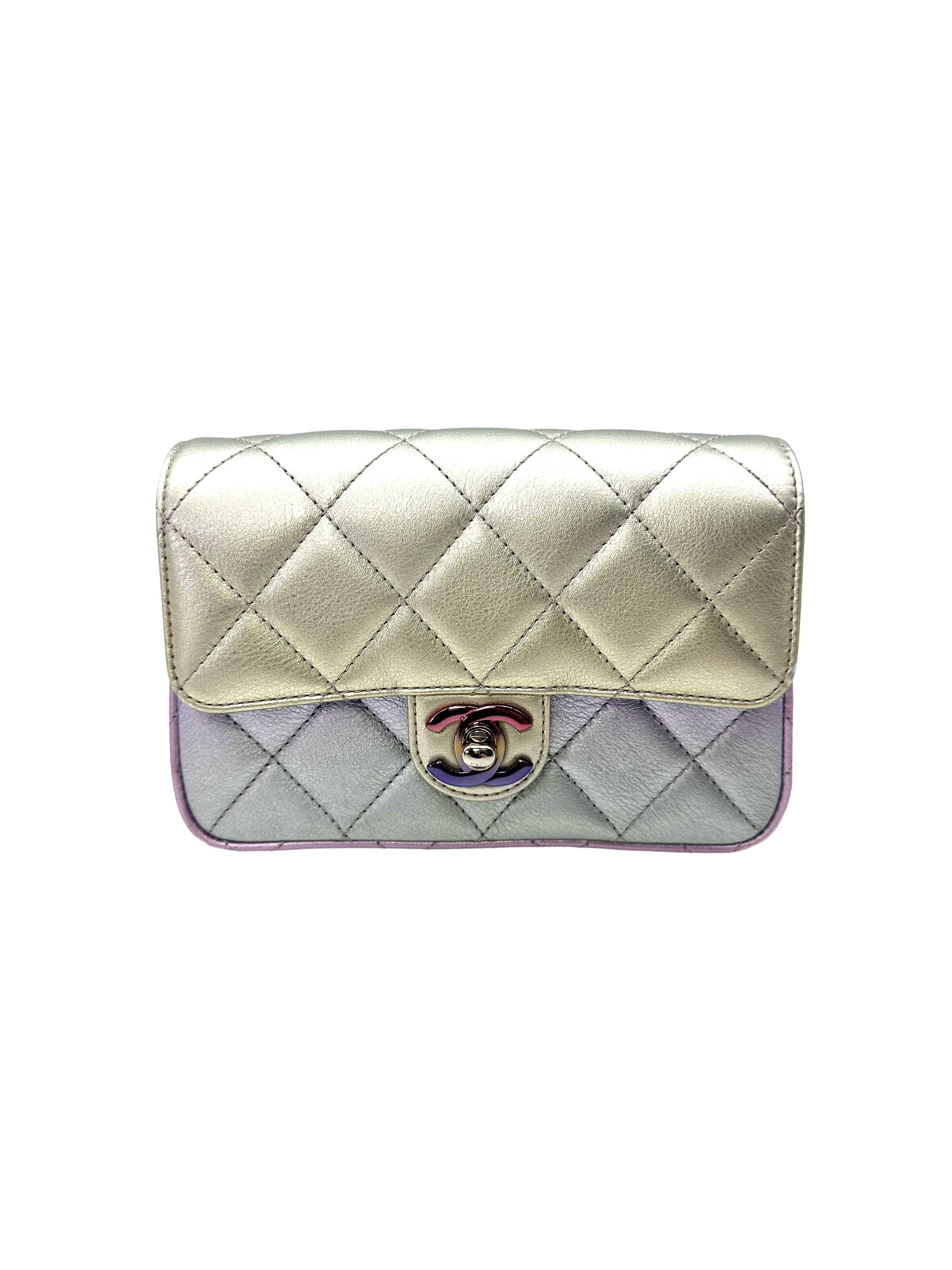 Chanel 21K Iridescent Purple Quilted Leather Shoulder Bag(J8***L2) CC2203