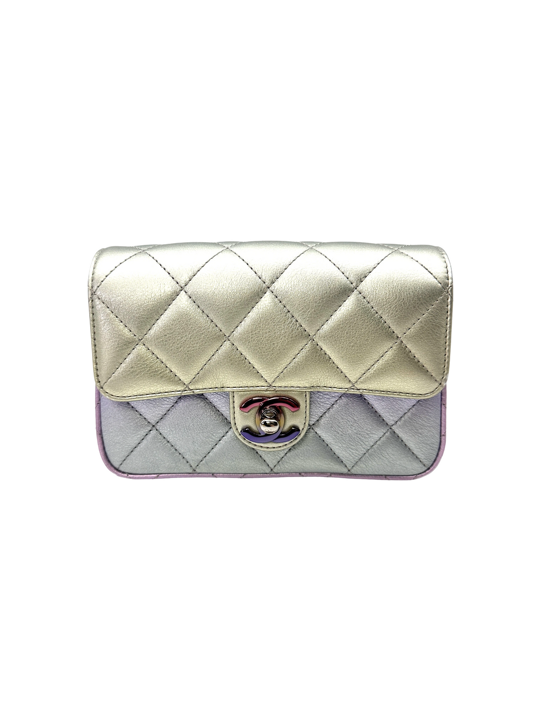 Chanel 21K Iridescent Purple Quilted Leather Shoulder Bag(J8***L2) CC2203