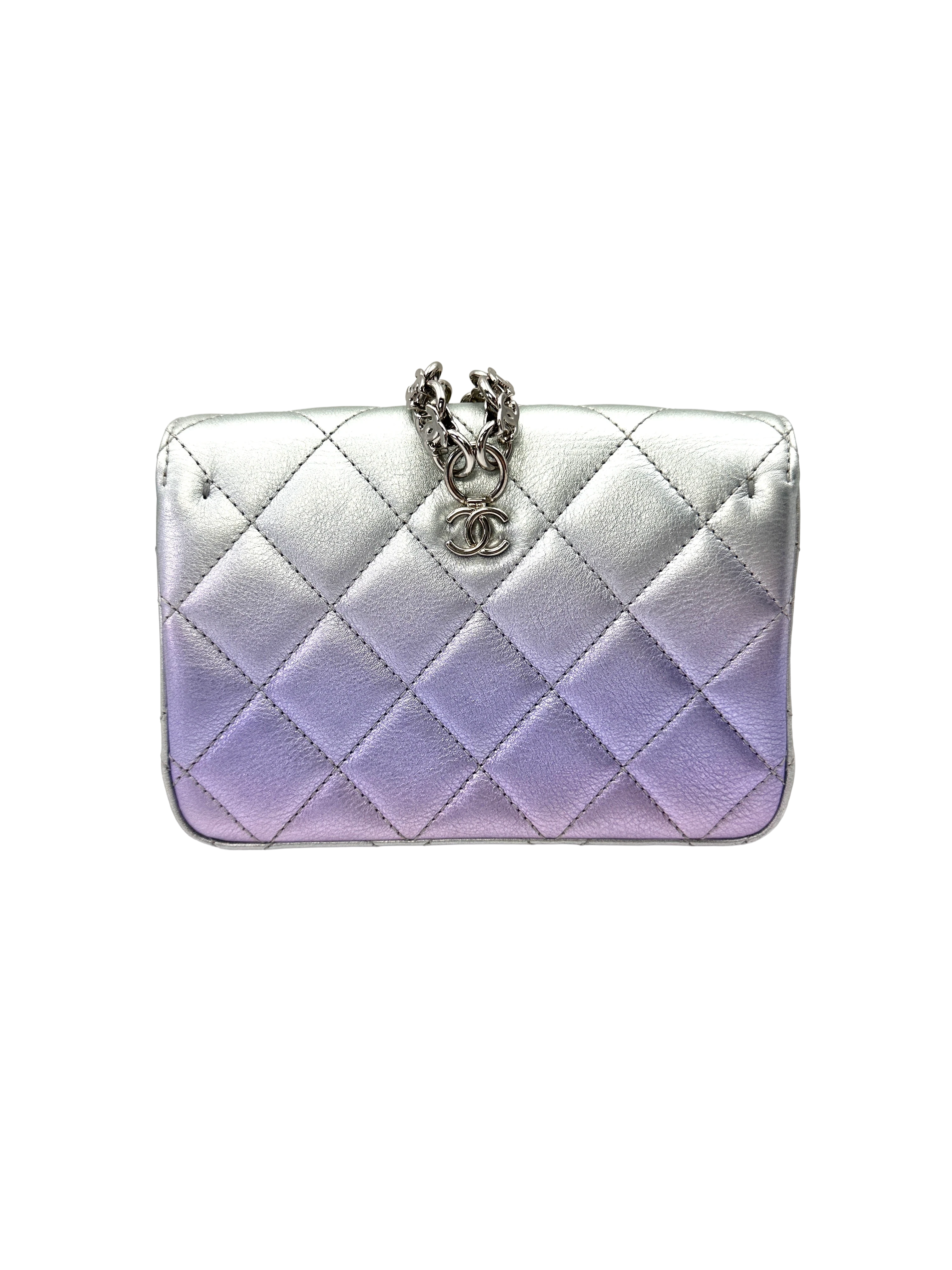 Chanel 21K Iridescent Purple Quilted Leather Shoulder Bag(J8***L2) CC2203