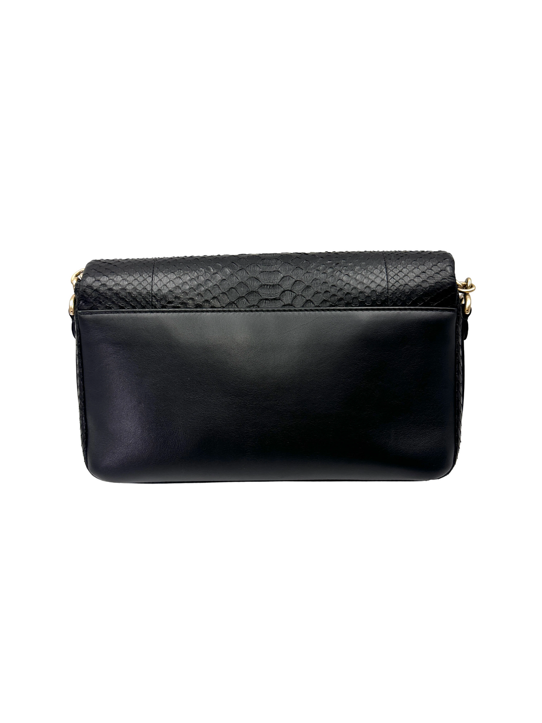 Chanel Classic Flap Black Python Leather Shoulder Bag With Gold Hardware(24***13) CC2218