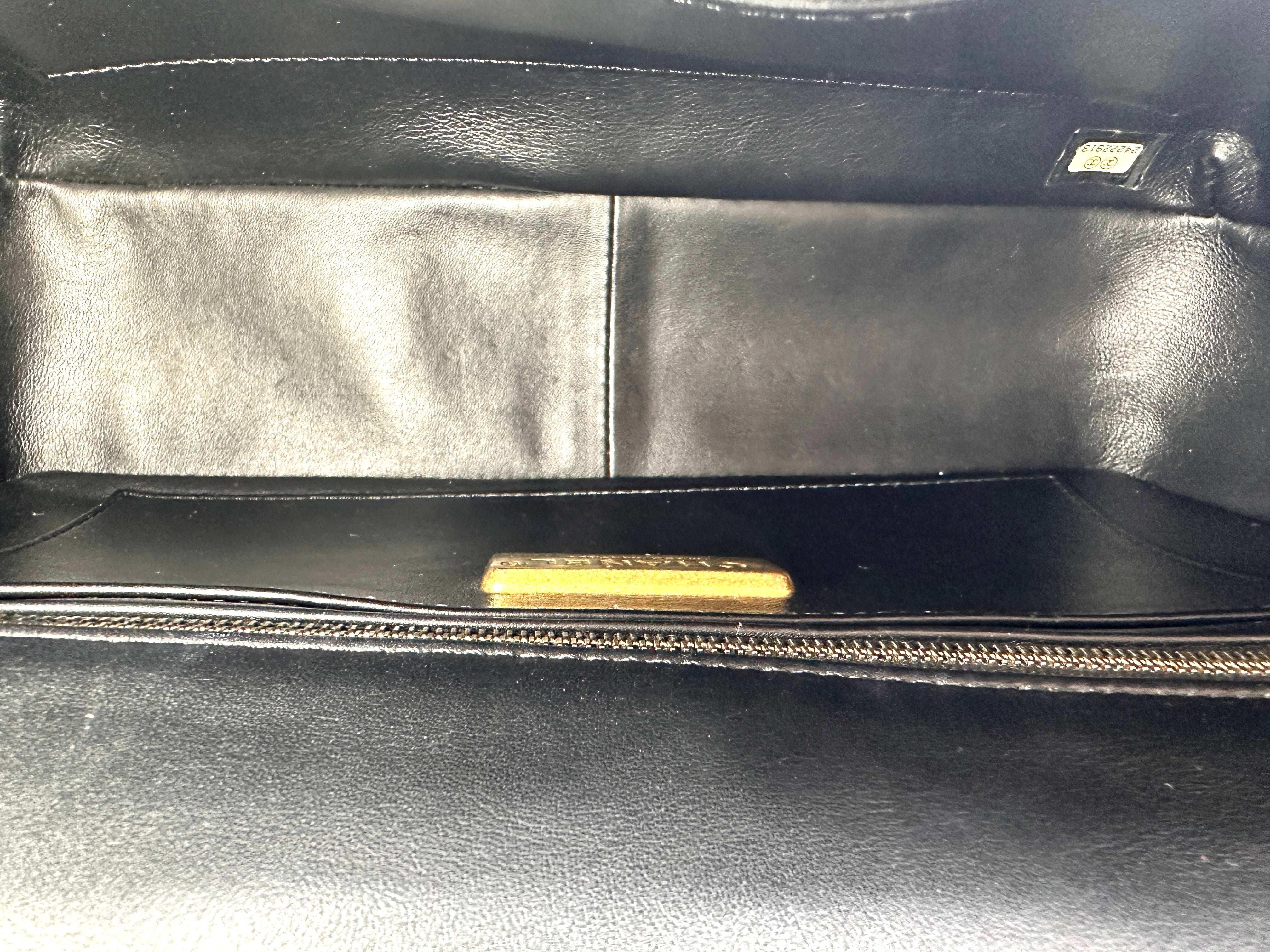 Chanel Classic Flap Black Python Leather Shoulder Bag With Gold Hardware(24***13) CC2218