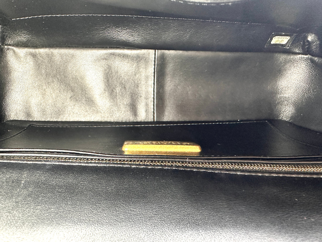 Chanel Classic Flap Black Python Leather Shoulder Bag With Gold Hardware(24***13) CC2218