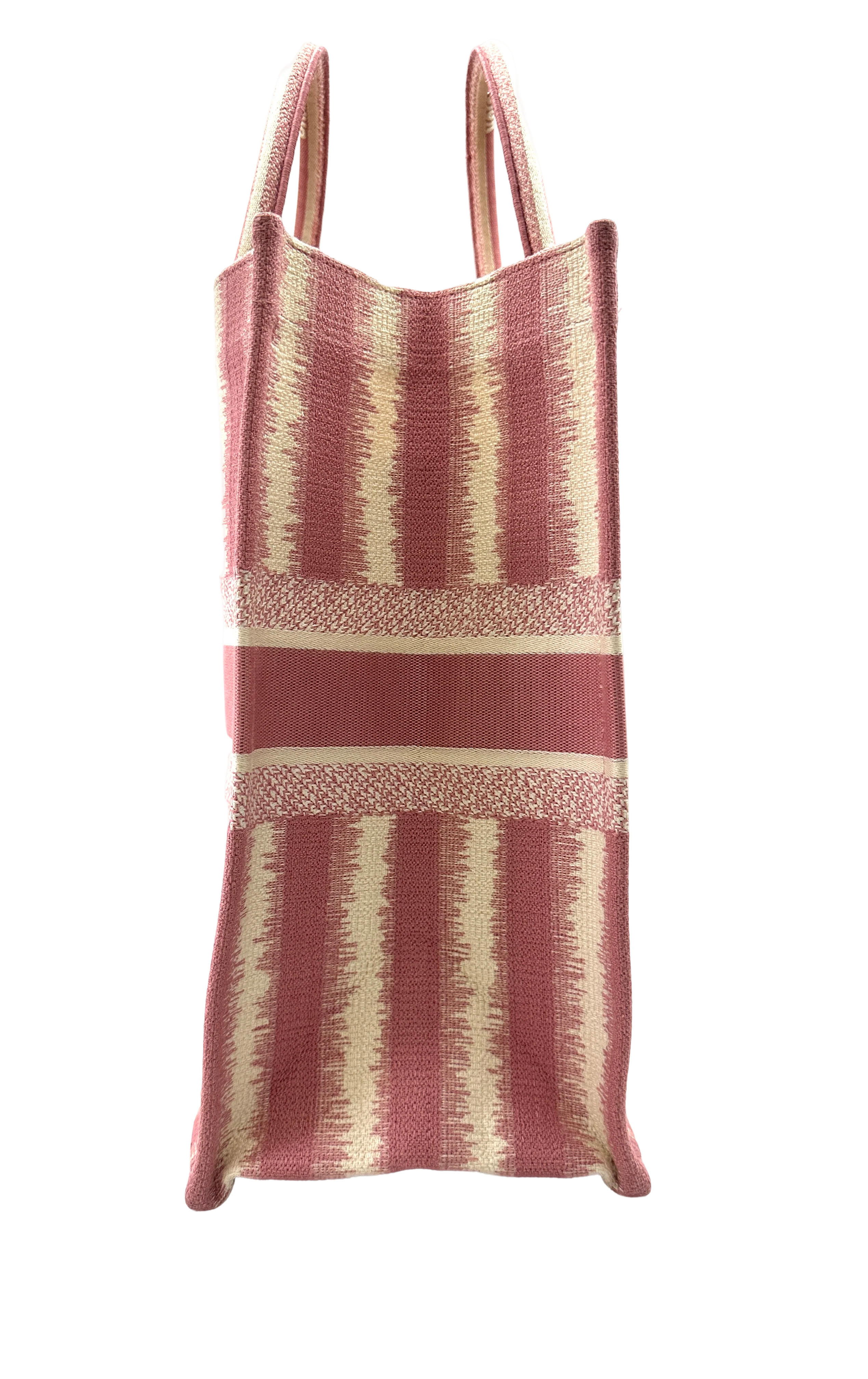 Christian Dior Pink Striped Canvas Large Size Book Tote Bag DR813