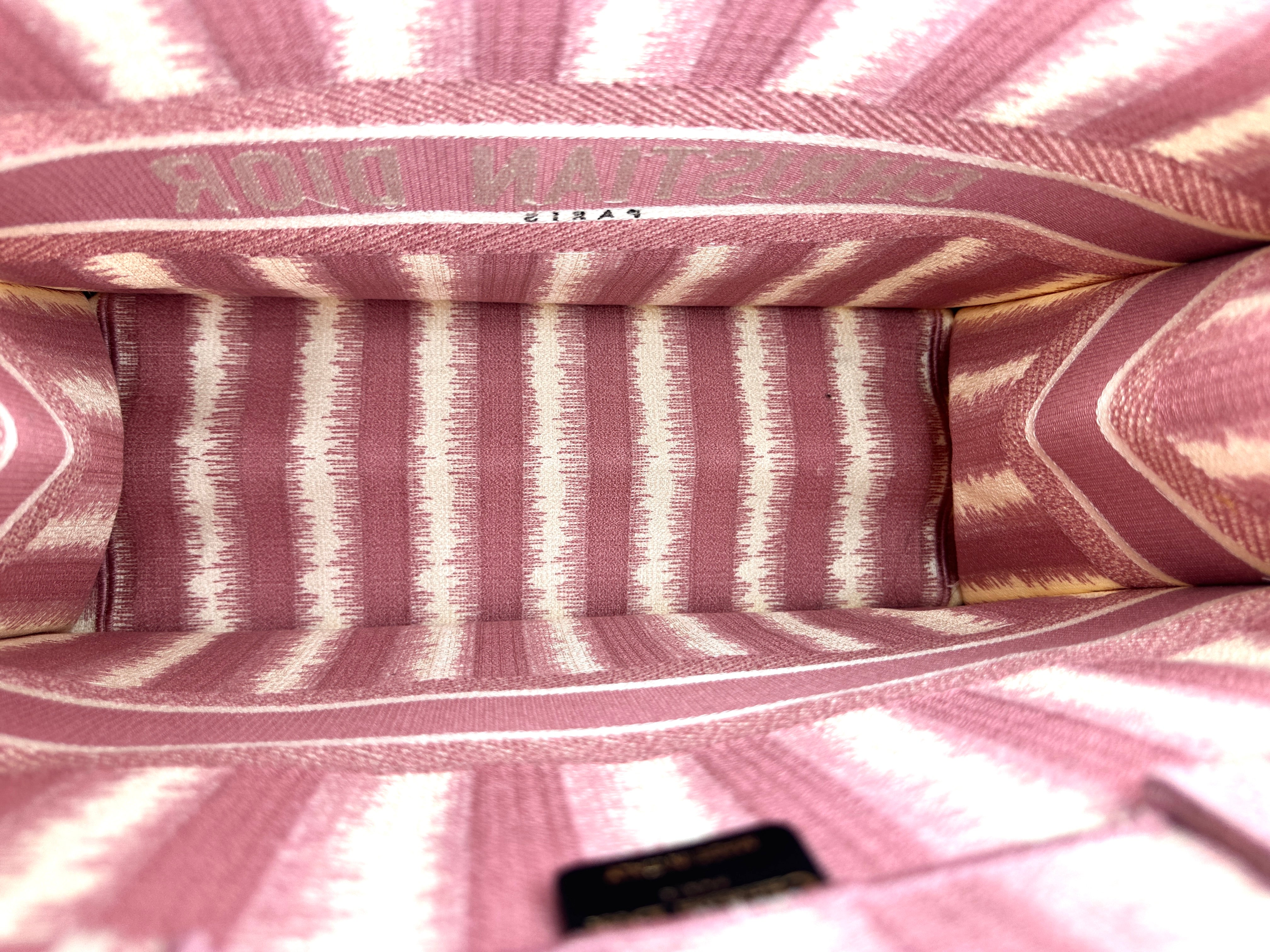 Christian Dior Pink Striped Canvas Large Size Book Tote Bag DR813