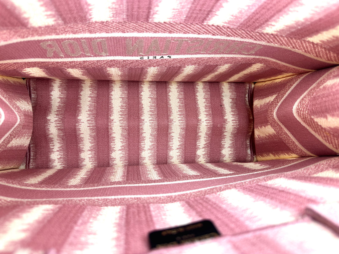 Christian Dior Pink Striped Canvas Large Size Book Tote Bag DR813