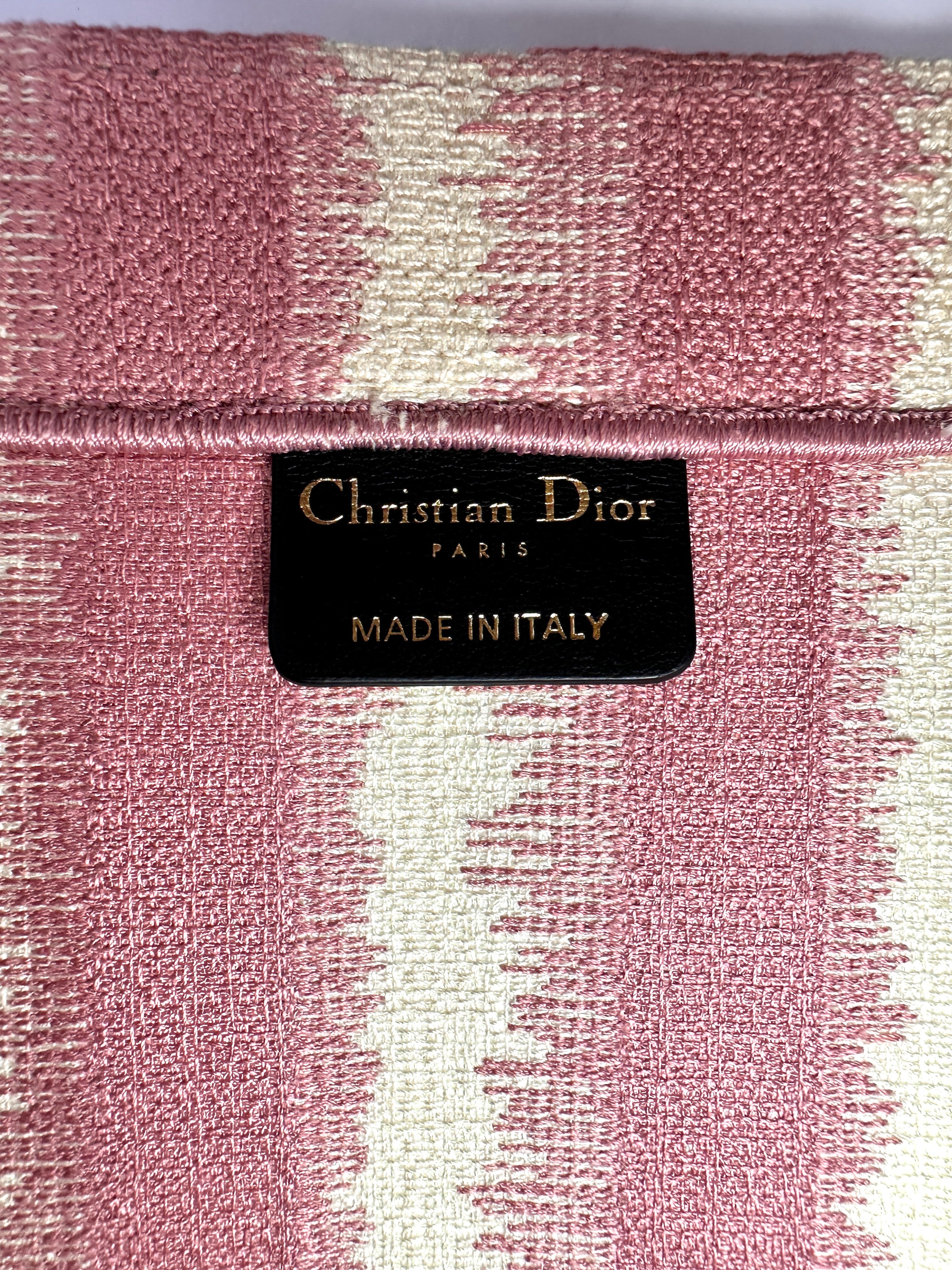 Christian Dior Pink Striped Canvas Large Size Book Tote Bag DR813