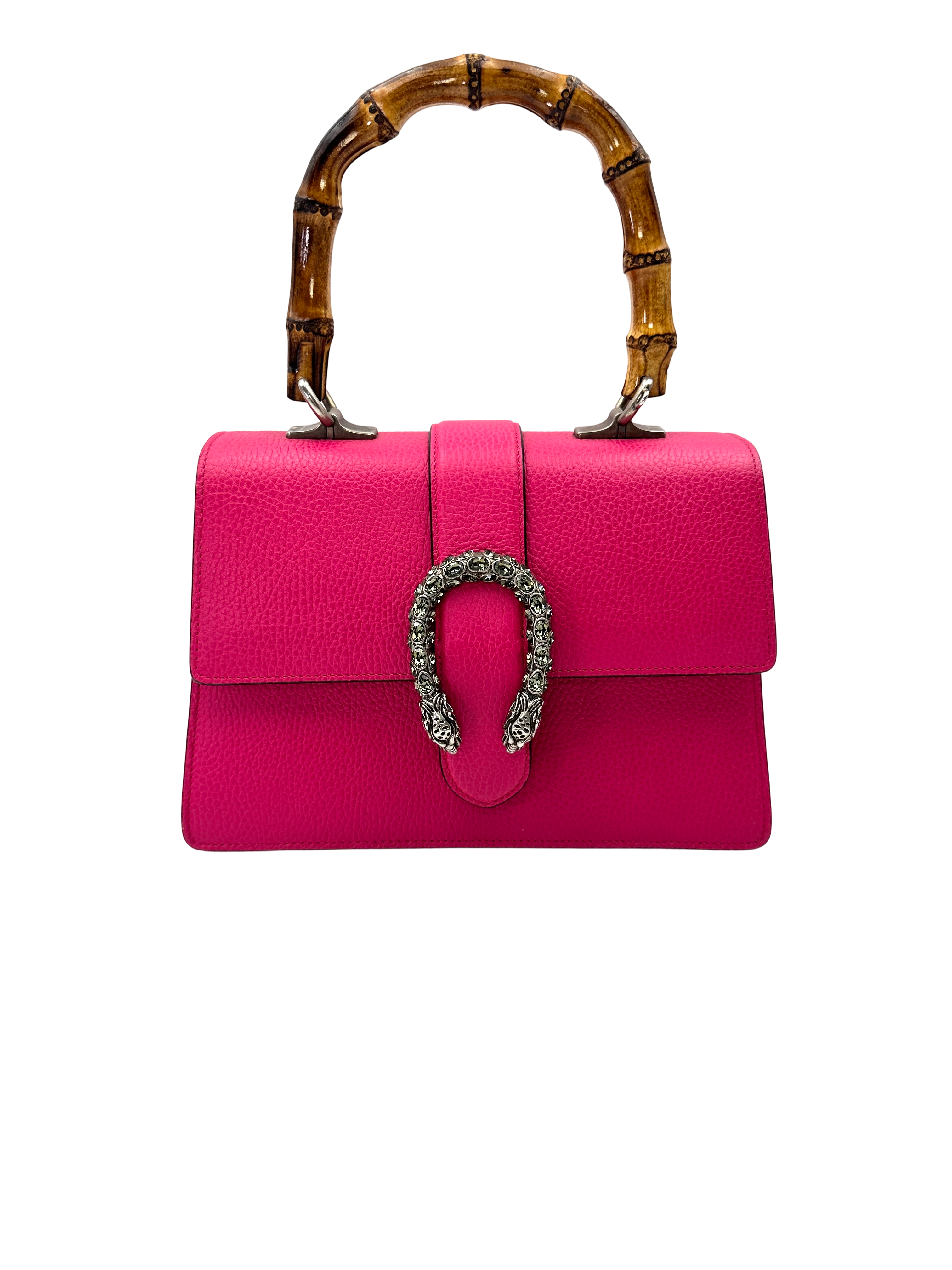 Gucci Dionysus Pink Leather Bamboo Medium Size Handle Bag GG1350