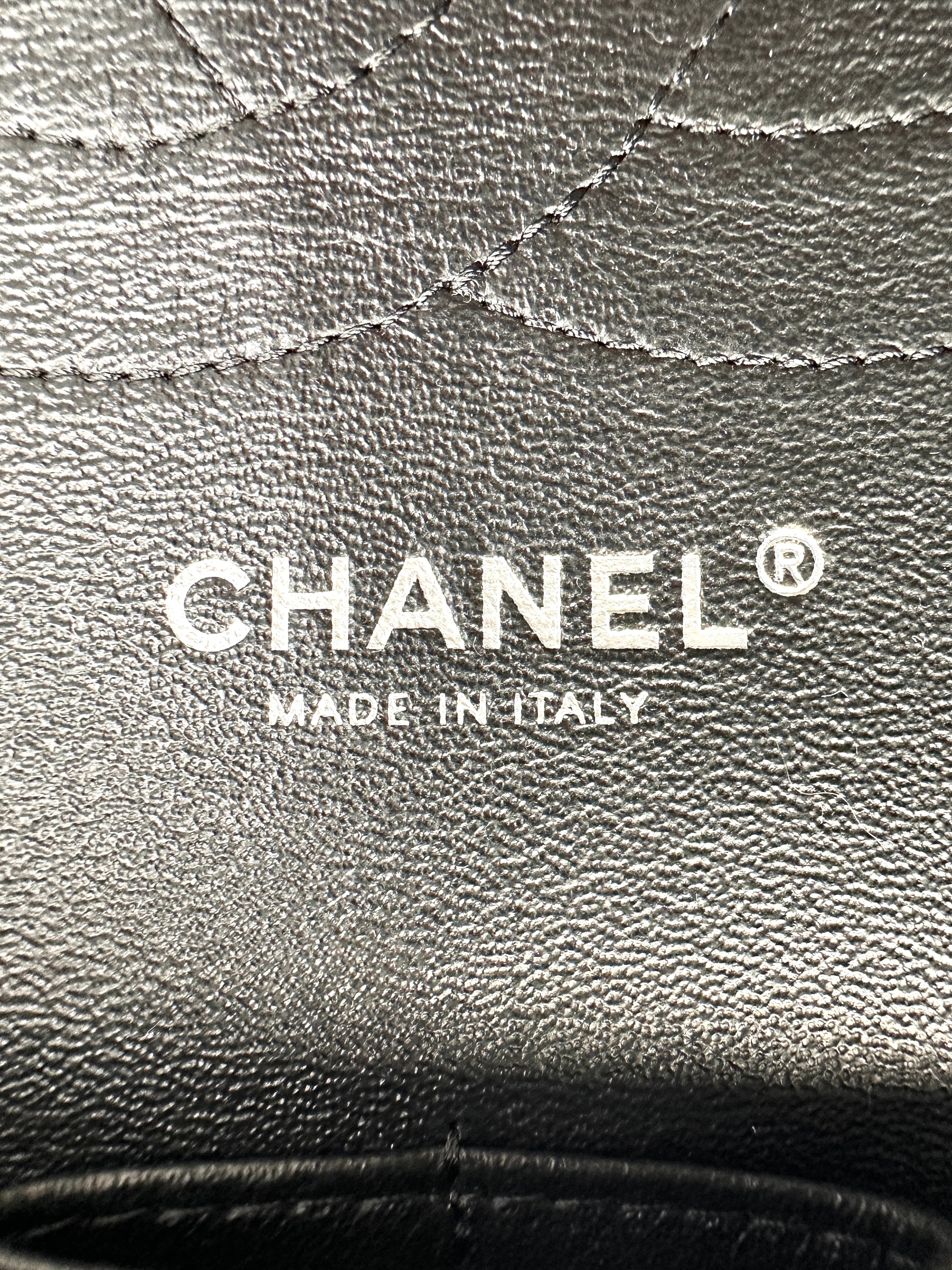 Chanel Classic Flap Black Quilted Patent Leather Jumbo Shoulder Bag With Silver Buckle(18***84)  CC2215