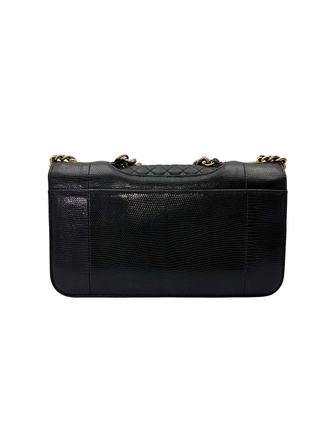 Chanel Black Lizard Leather Flap Bag With Gold Hardware(17***45) CC2213