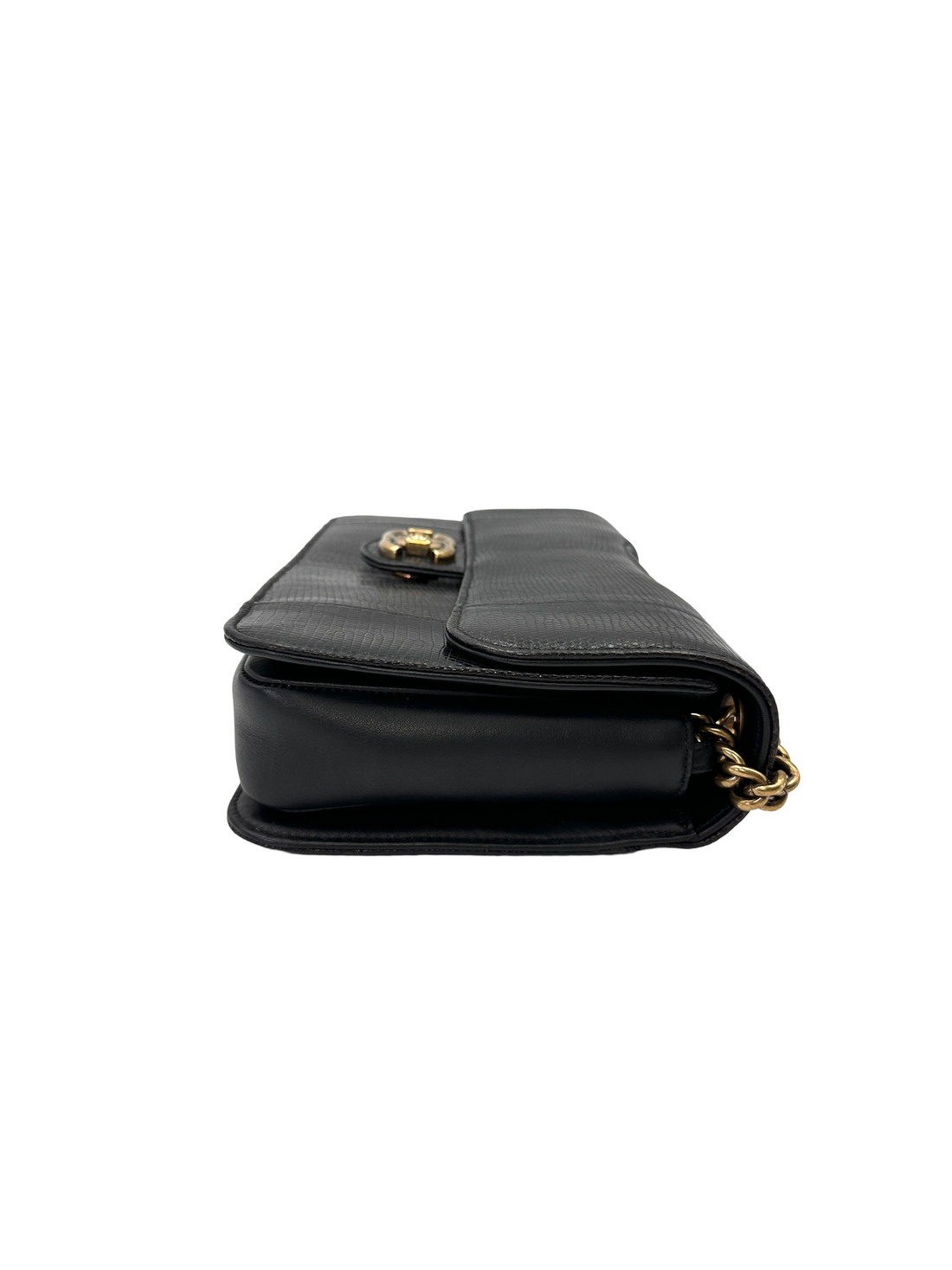 Chanel Black Lizard Leather Flap Bag With Gold Hardware(17***45) CC2213