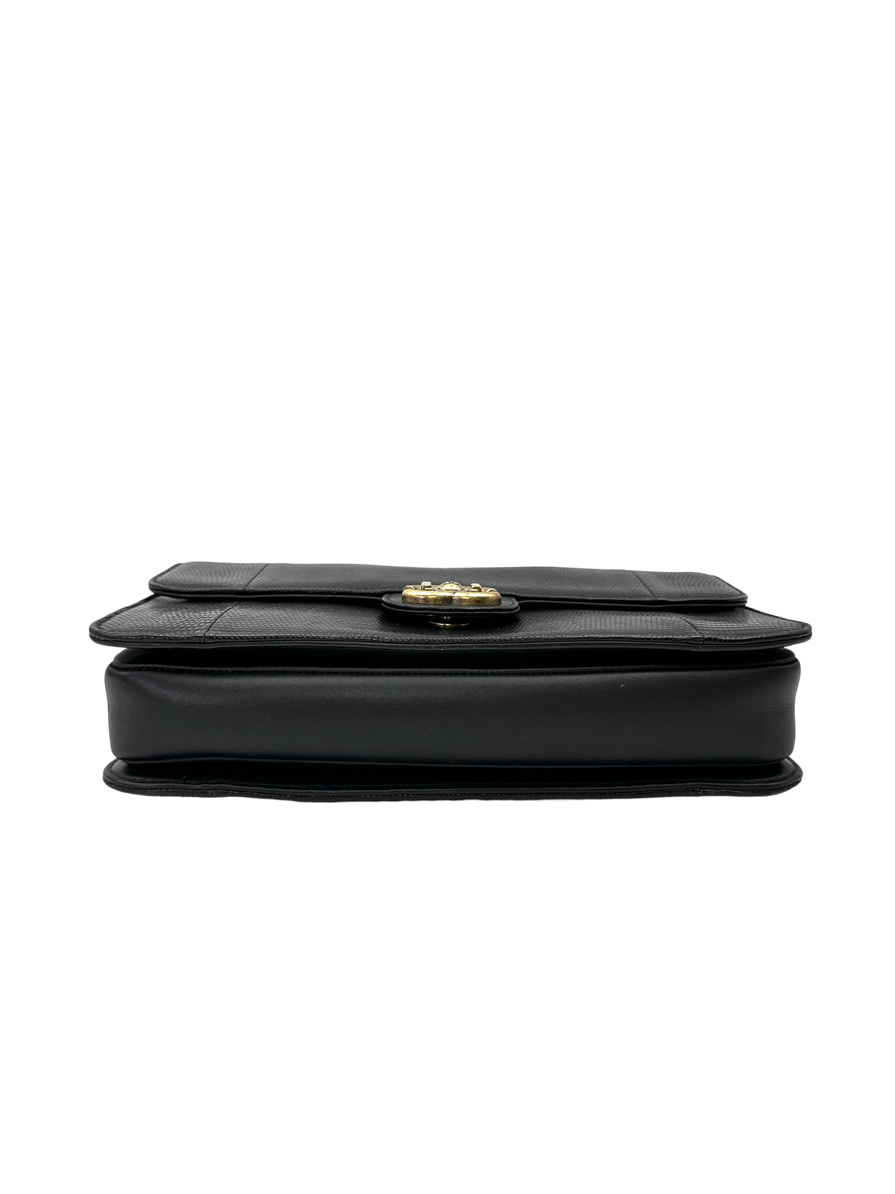 Chanel Black Lizard Leather Flap Bag With Gold Hardware(17***45) CC2213