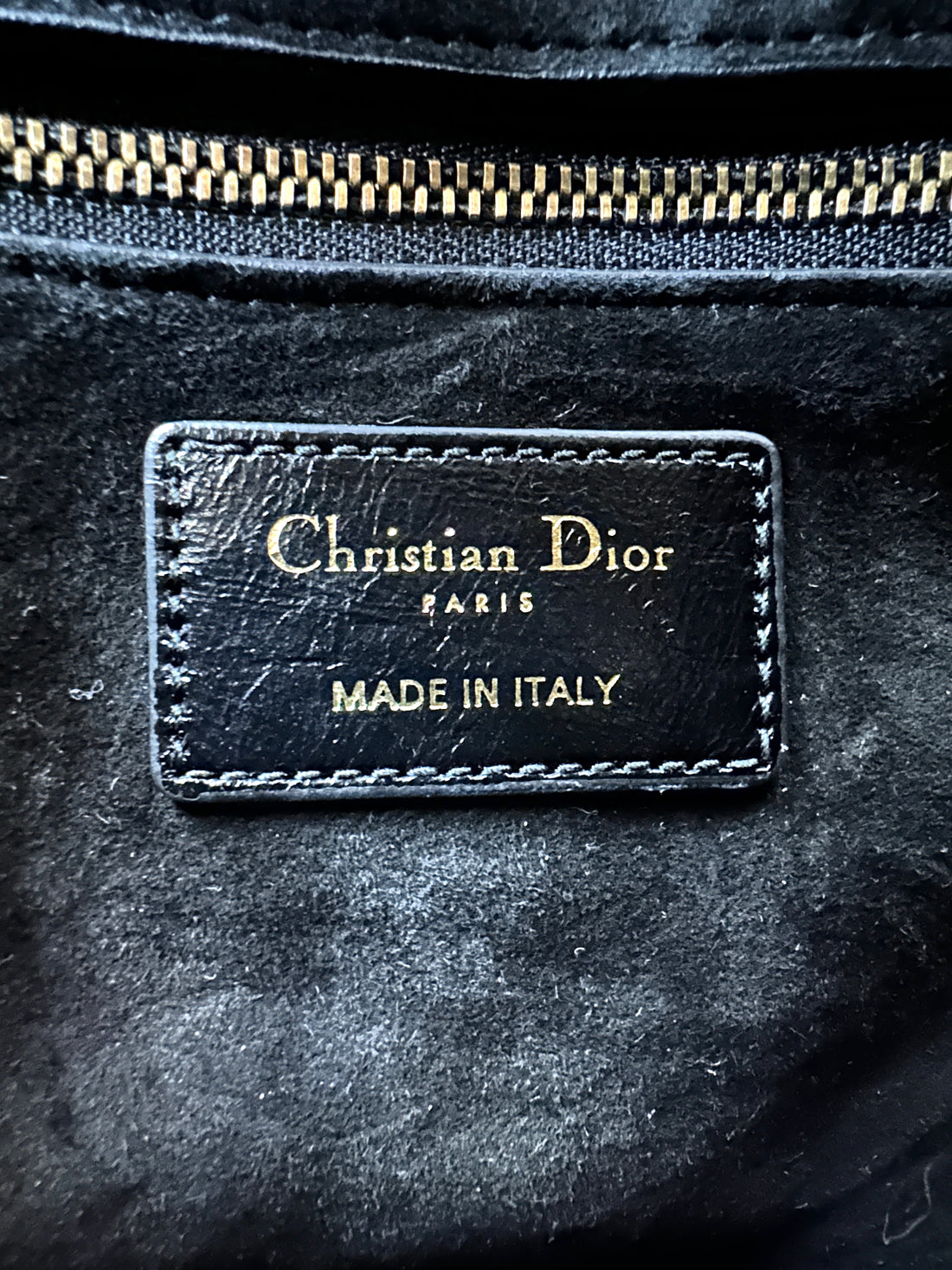 Christian Dior Lady Dior Black Leather Handle Bag With Gold Charms DR815