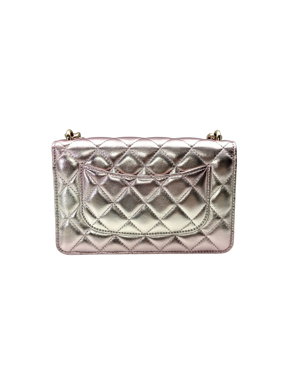 Chanel Classic Flap Iridescent Pink Quilted Leather Wallet On Chain(TG***5H) CC2219
