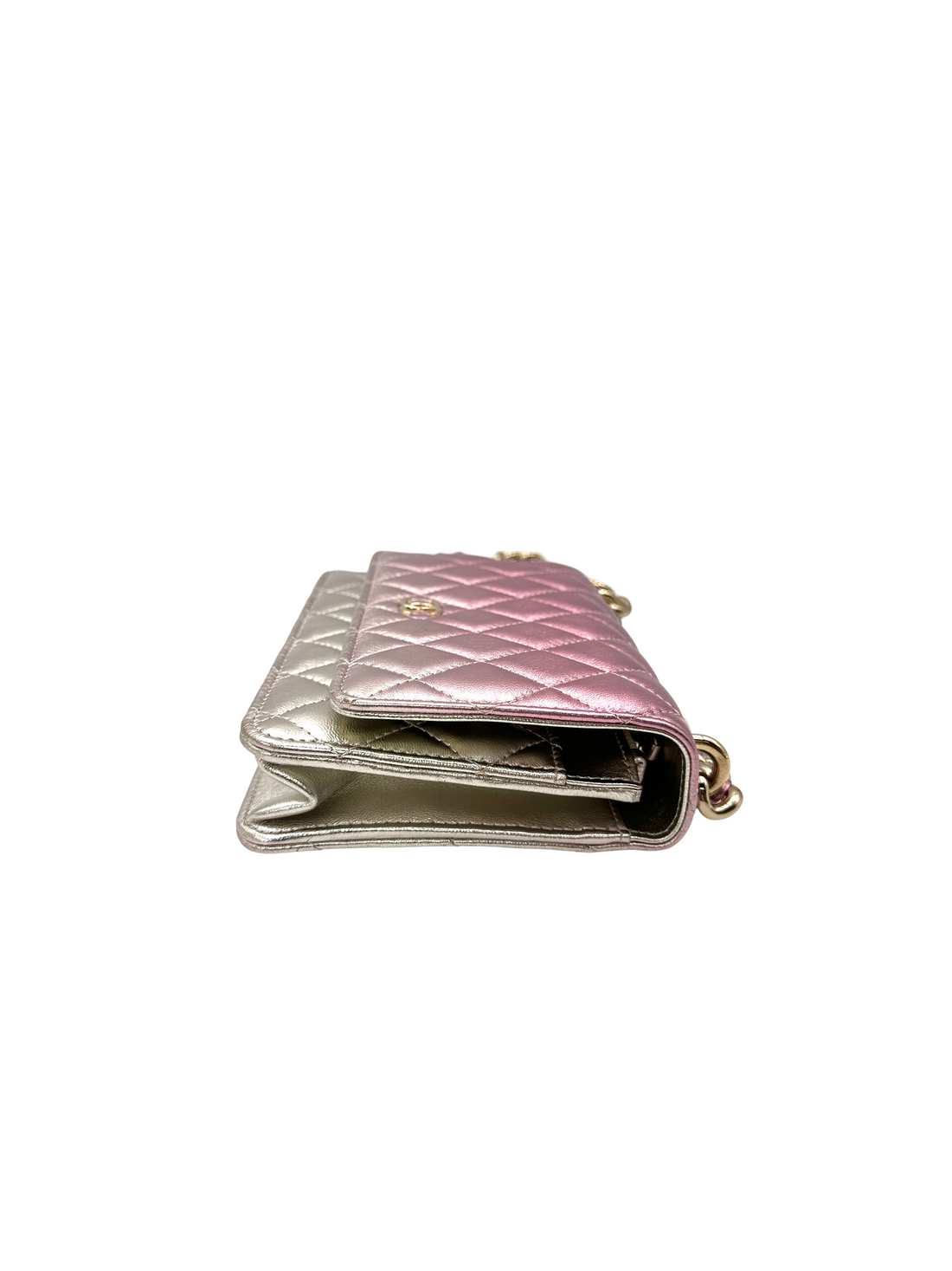 Chanel Classic Flap Iridescent Pink Quilted Leather Wallet On Chain(TG***5H) CC2219