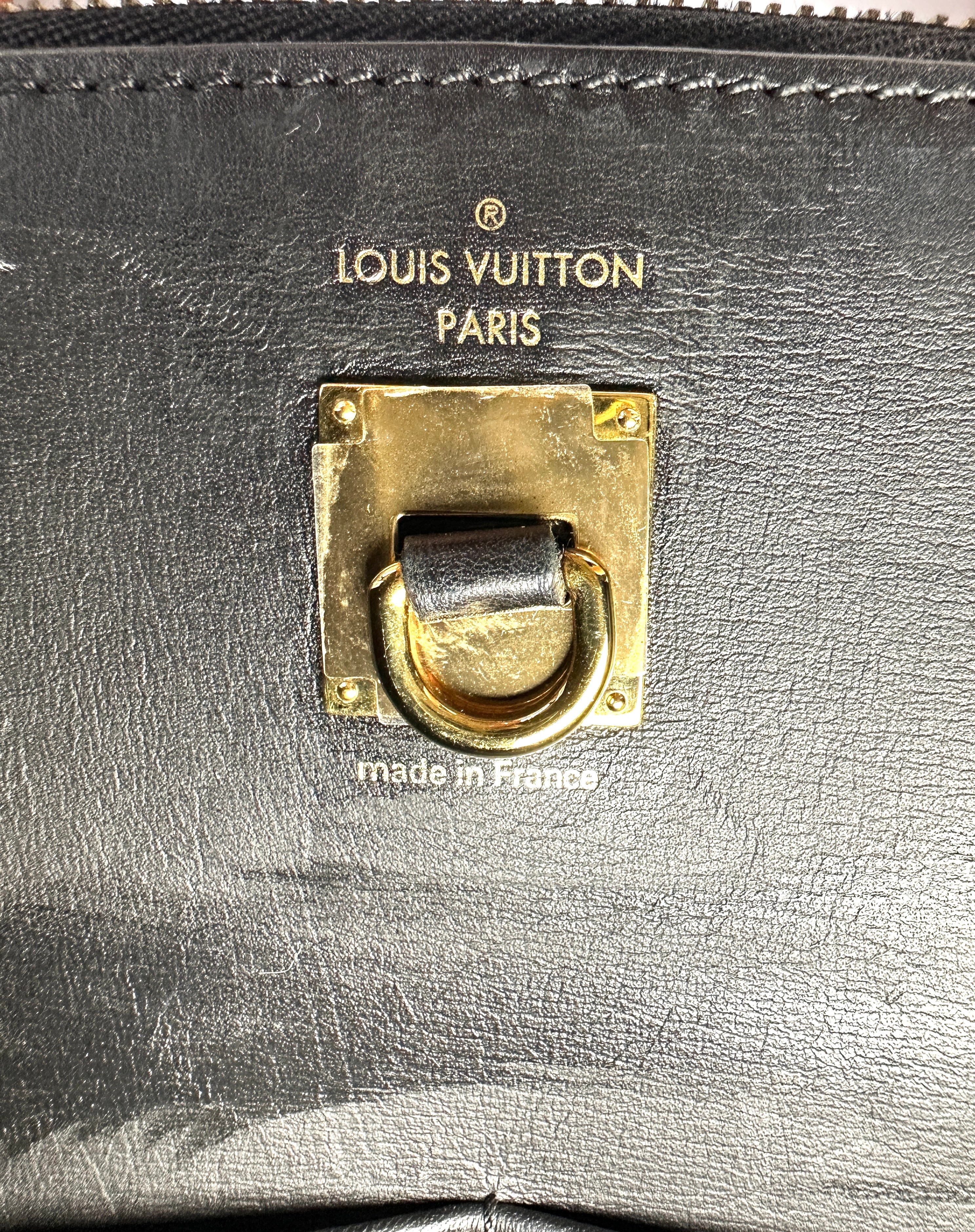 Louis Vuitton City Steamer Black Leather Satchel Handle Bag LV3077
