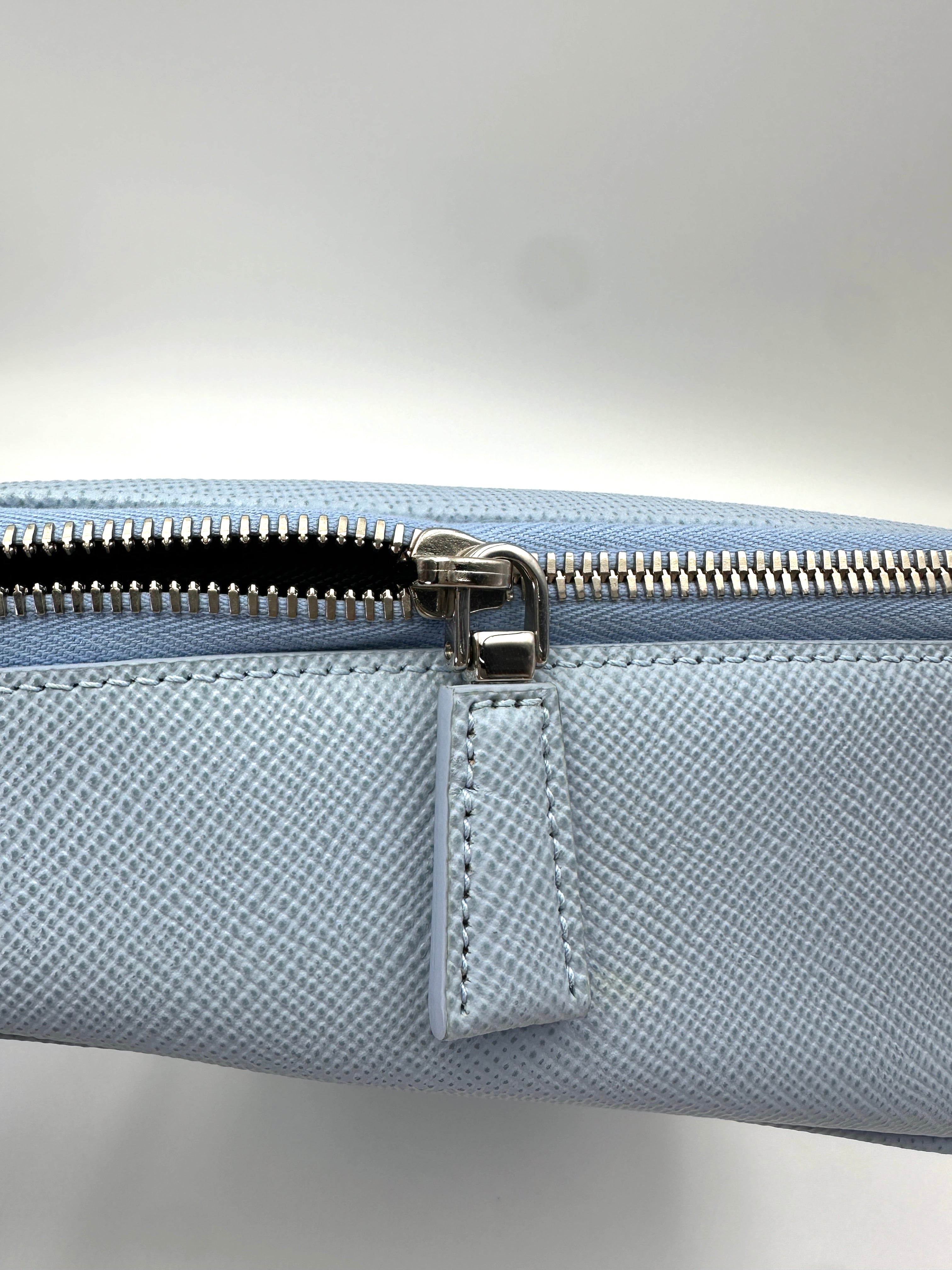 Prada Light Blue Triangle Saffiano Leather Shoulder Bag PR505
