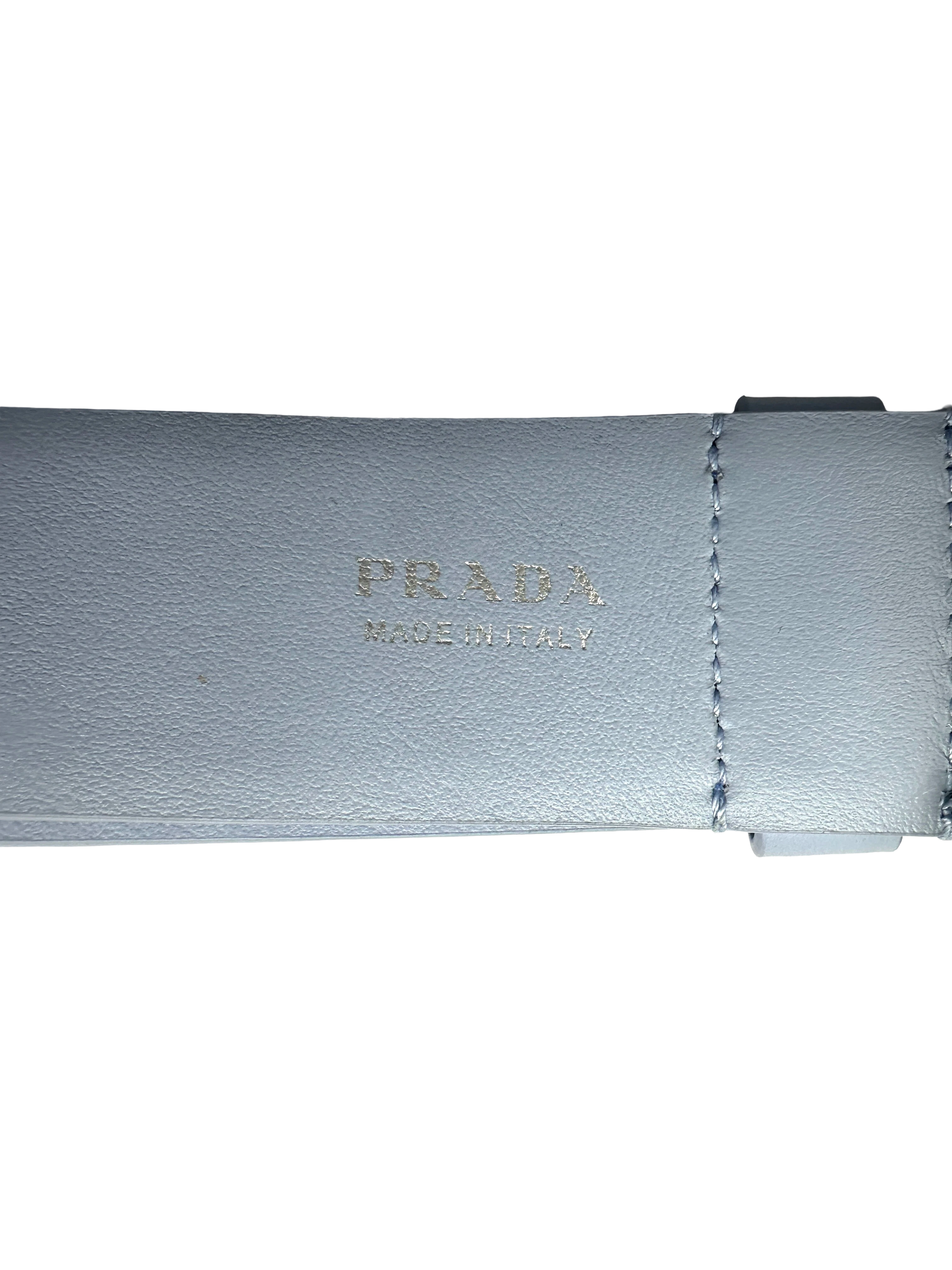 Prada Light Blue Triangle Saffiano Leather Shoulder Bag PR505