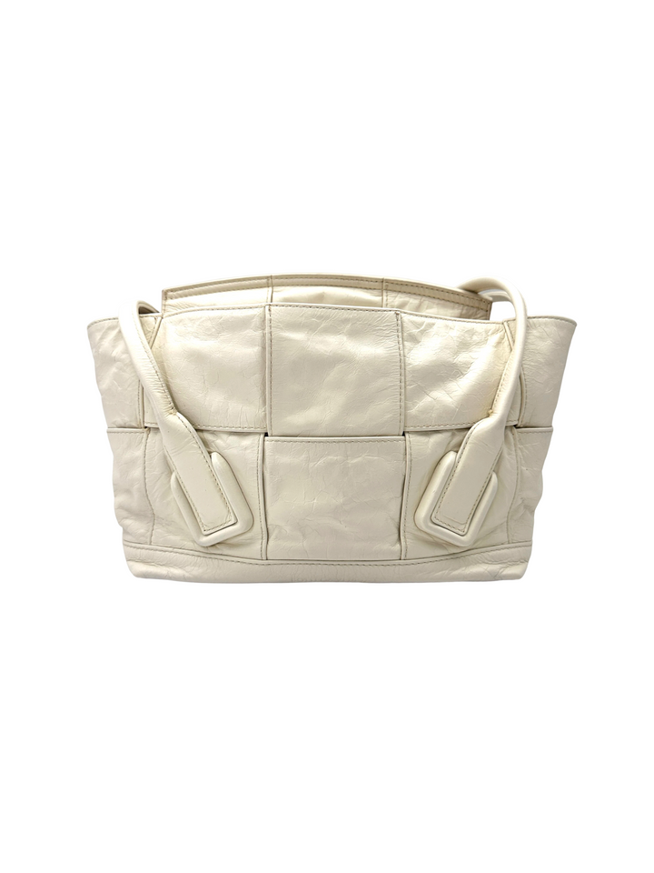 Bottega Veneta Arco White Leather Small Size Tote Handle Bag BV136