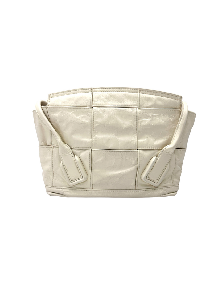 Bottega Veneta Arco White Leather Small Size Tote Handle Bag BV136