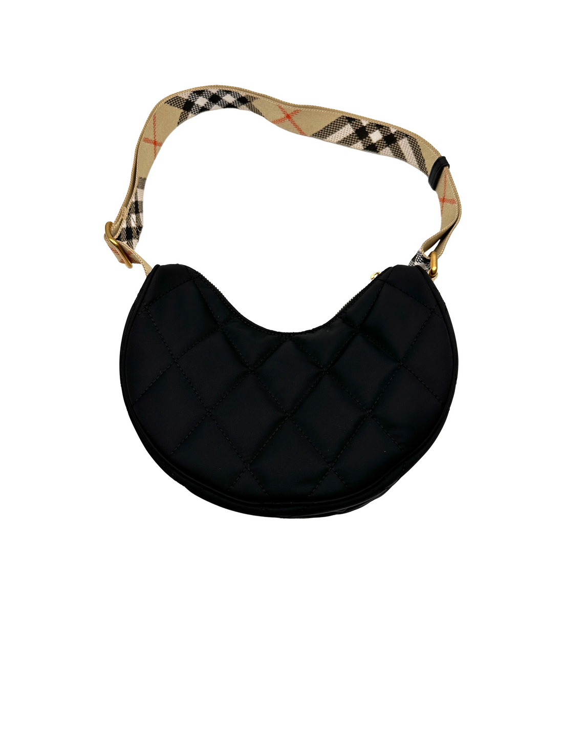 Burberry Horseshoe Black Quilted Nylon Hobo Bag BRB