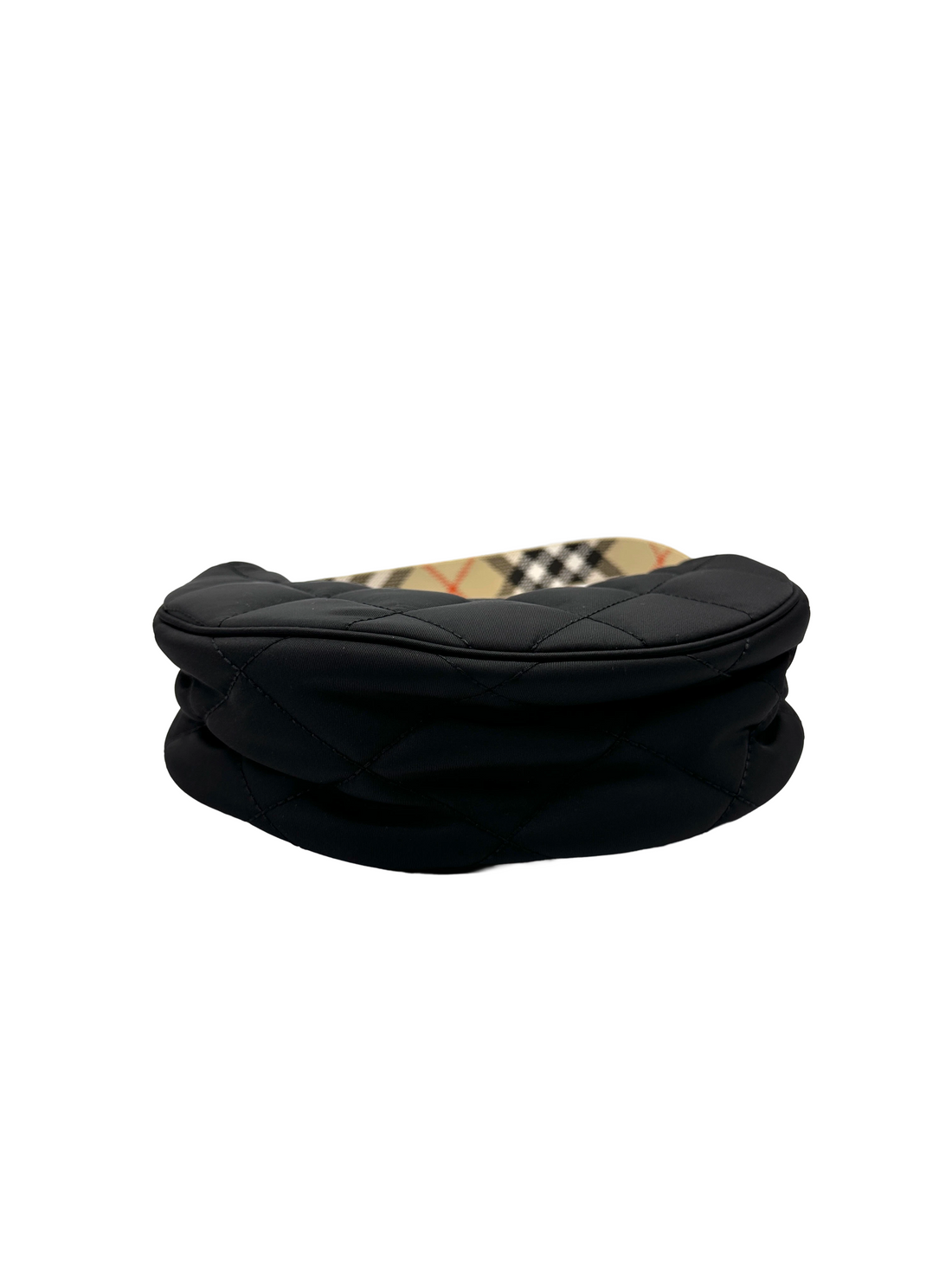 Burberry Horseshoe Black Quilted Nylon Hobo Bag BRB