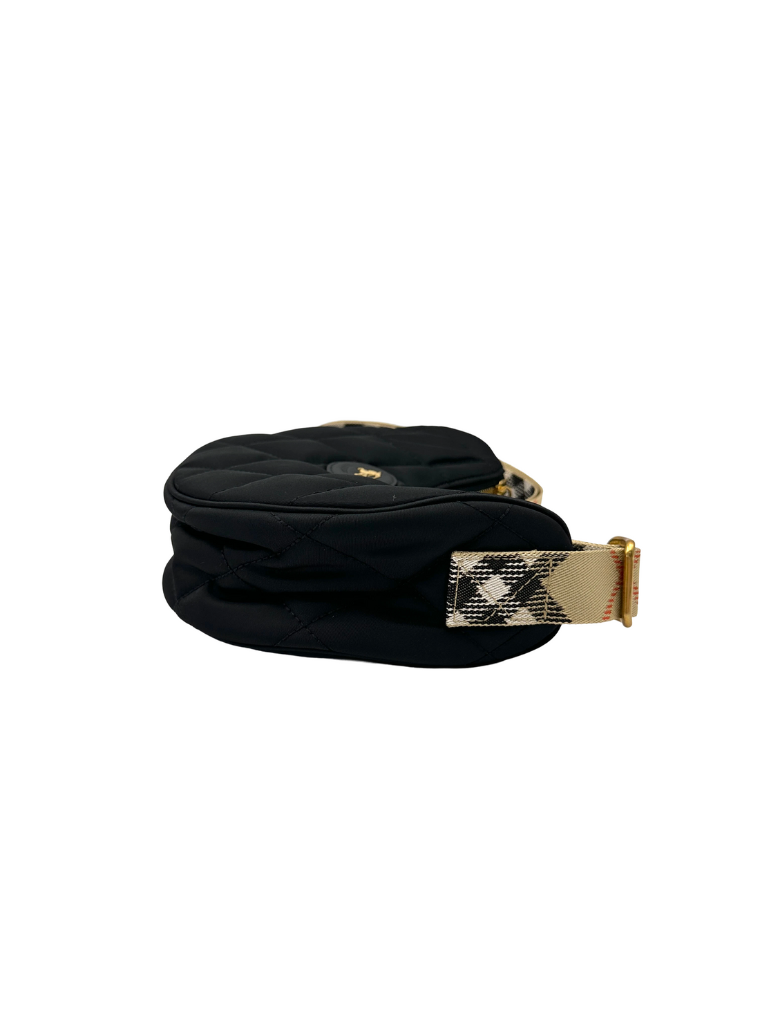 Burberry Horseshoe Black Quilted Nylon Hobo Bag BRB