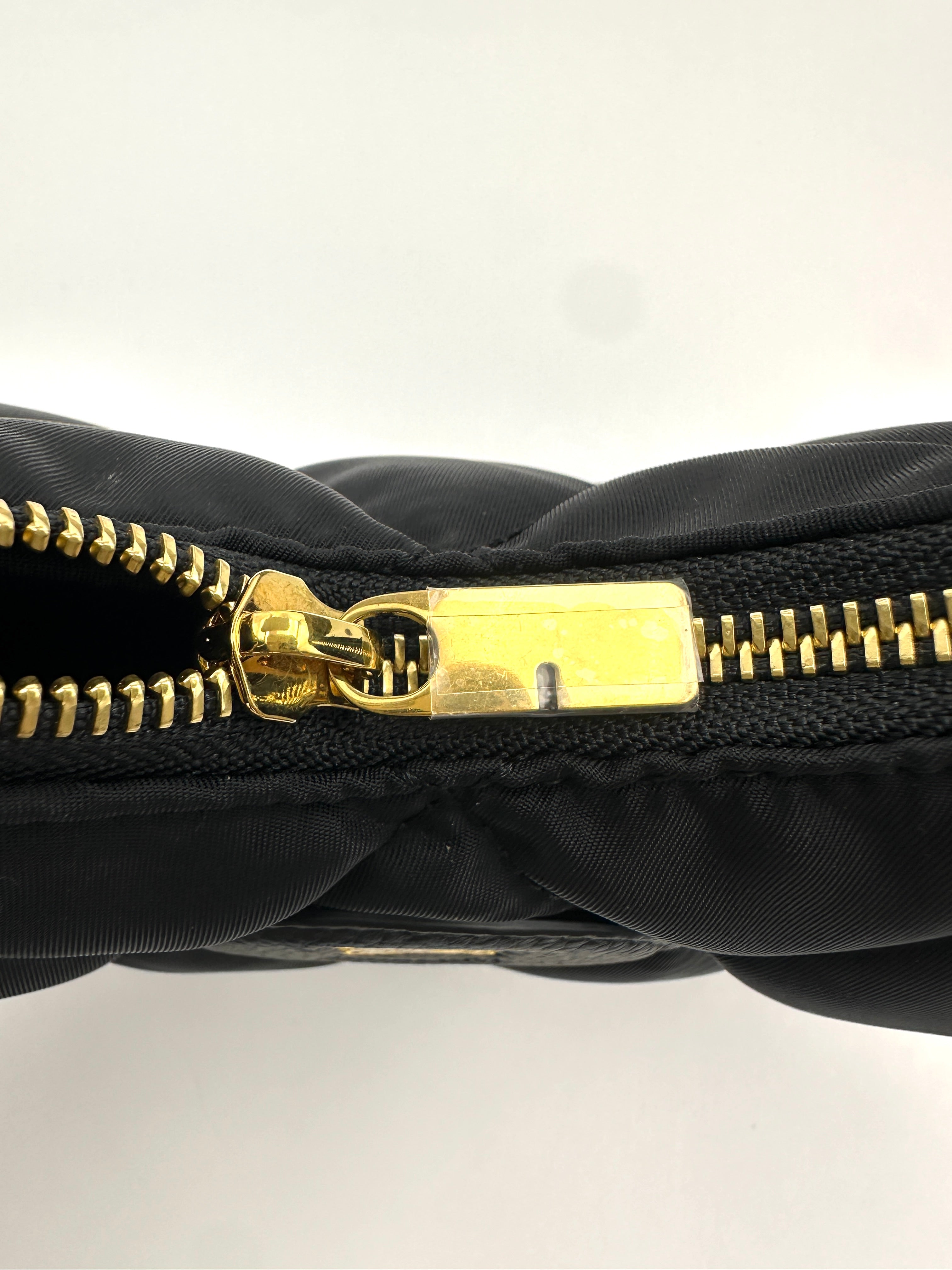 Burberry Horseshoe Black Quilted Nylon Hobo Bag BRB
