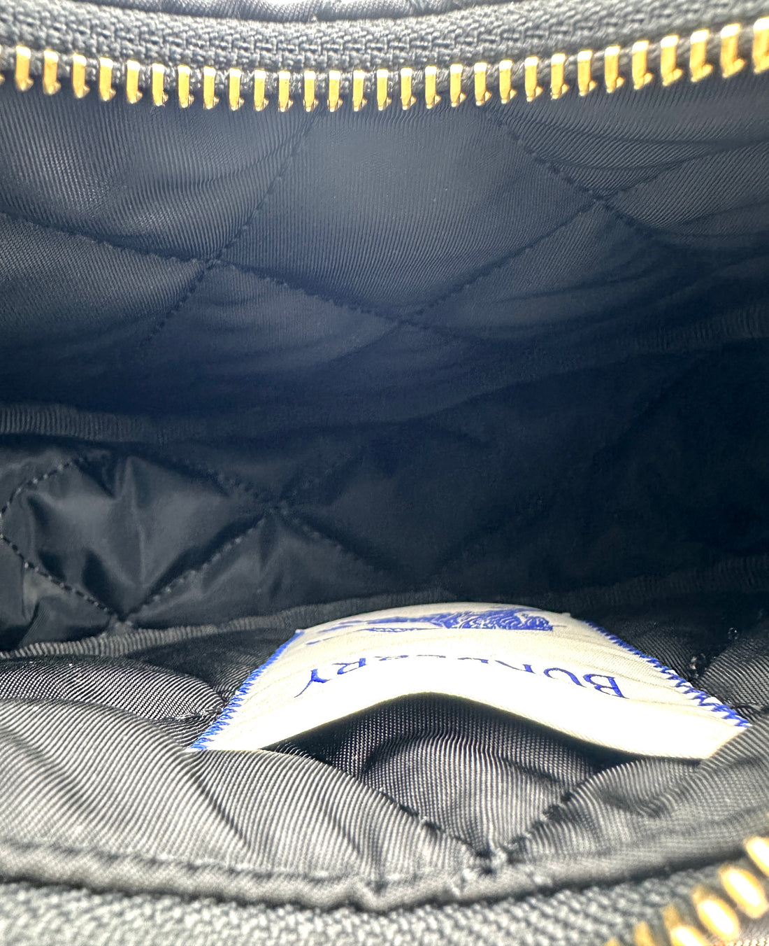 Burberry Horseshoe Black Quilted Nylon Hobo Bag BRB