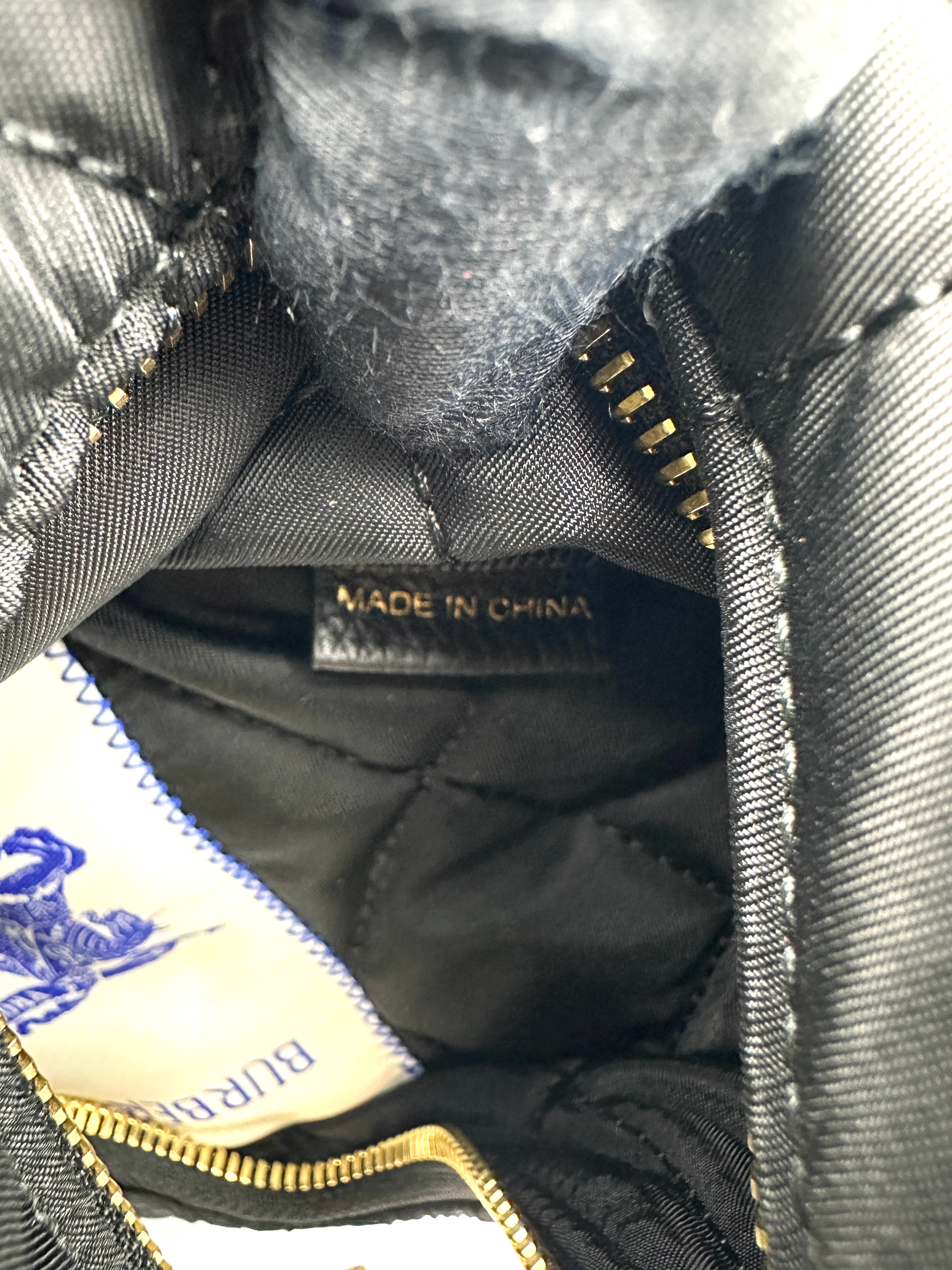 Burberry Horseshoe Black Quilted Nylon Hobo Bag BRB