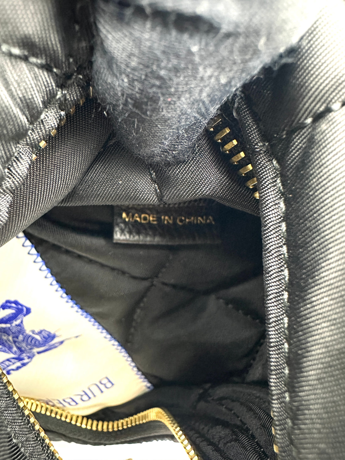 Burberry Horseshoe Black Quilted Nylon Hobo Bag BRB