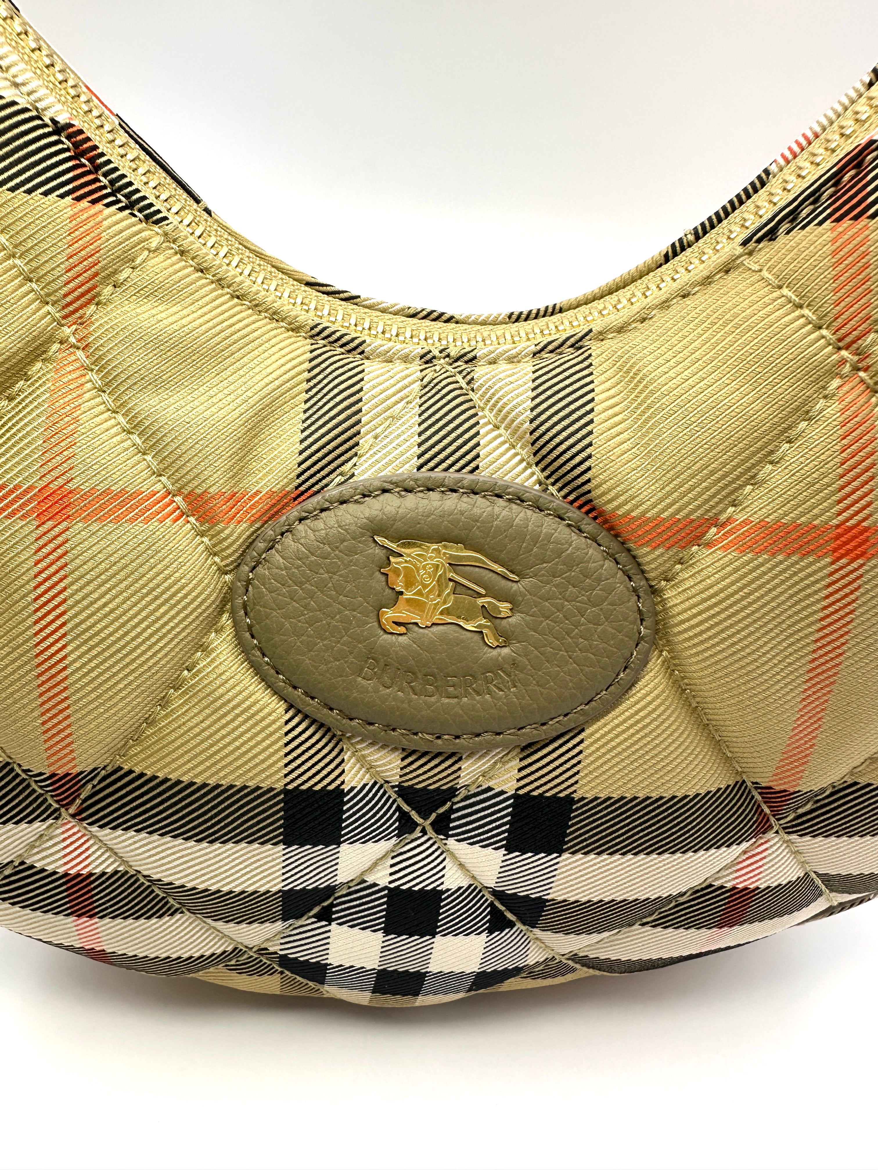 Burberry Horseshoe Check Quilted Canvas Hobo Bag BRA