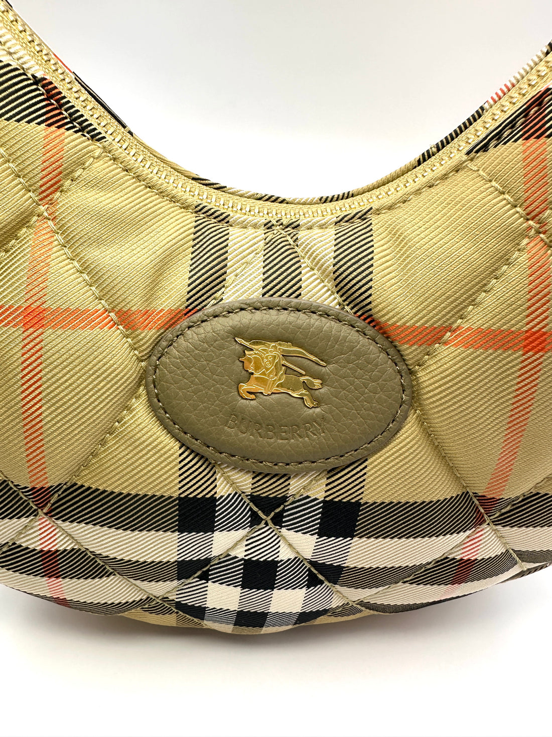 Burberry Horseshoe Check Quilted Canvas Hobo Bag BRA