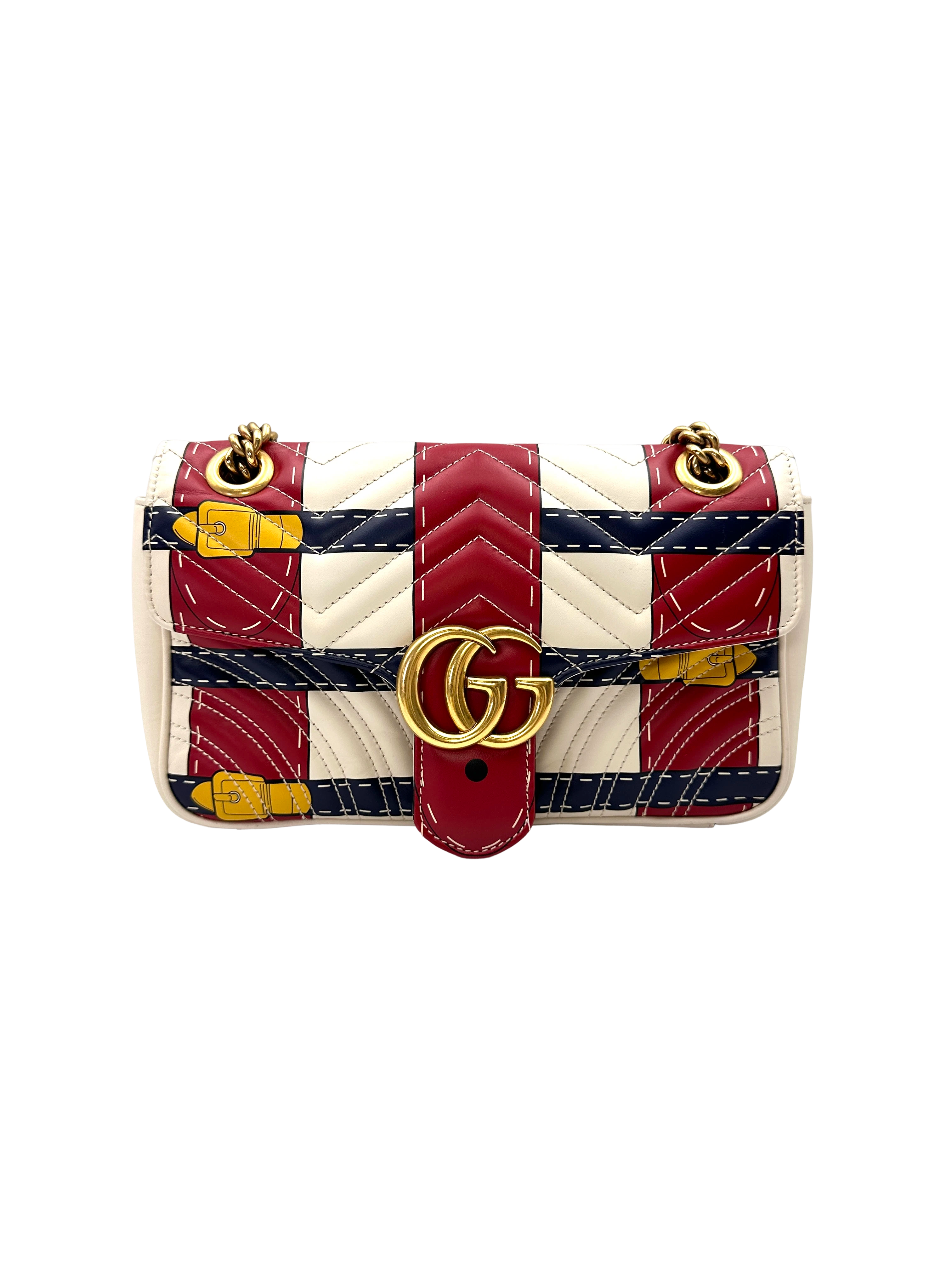 Gucci GG Marmont Trompe L'oeil Belt Print Shoulder Bag GG1352