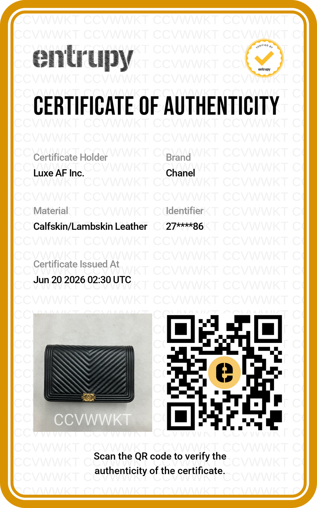 Chanel LeBoy Black Chevron Quilted Lambskin Wallet On Chain(27***86) CC2202