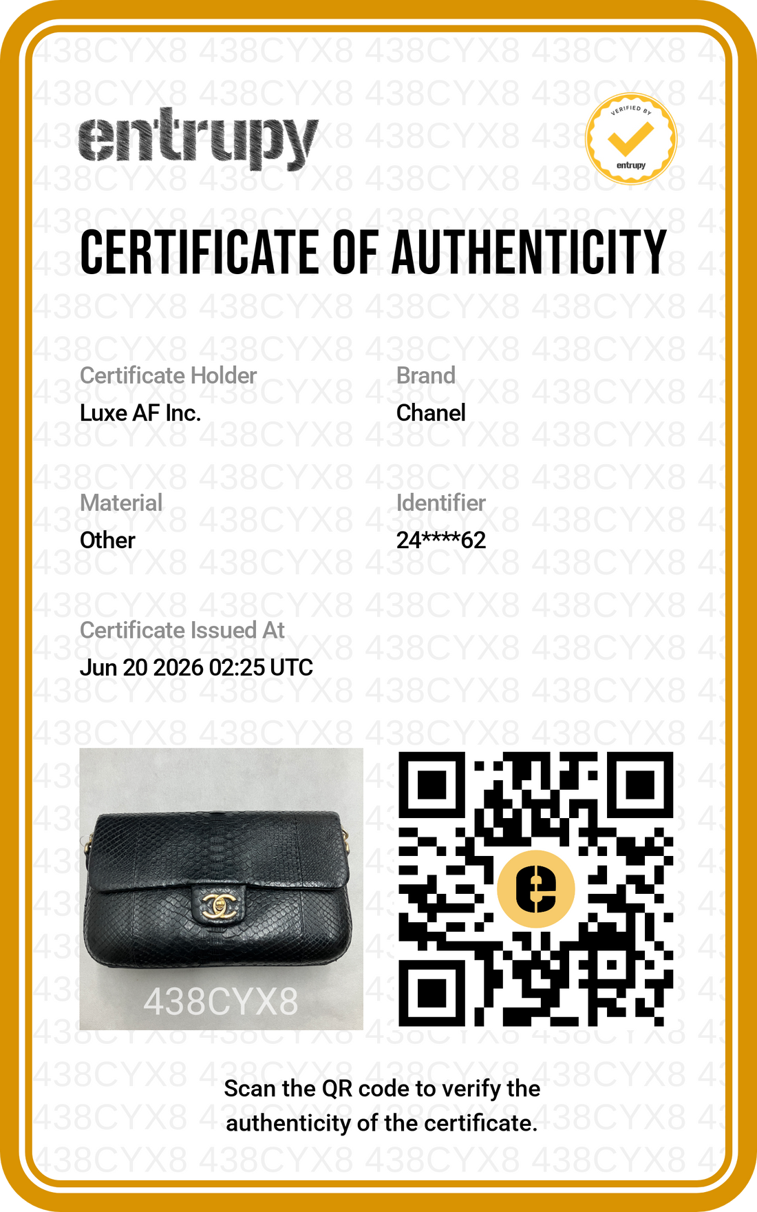 Chanel Classic Flap Black Python Leather Shoulder Bag With Gold Hardware(24***62) CC2217