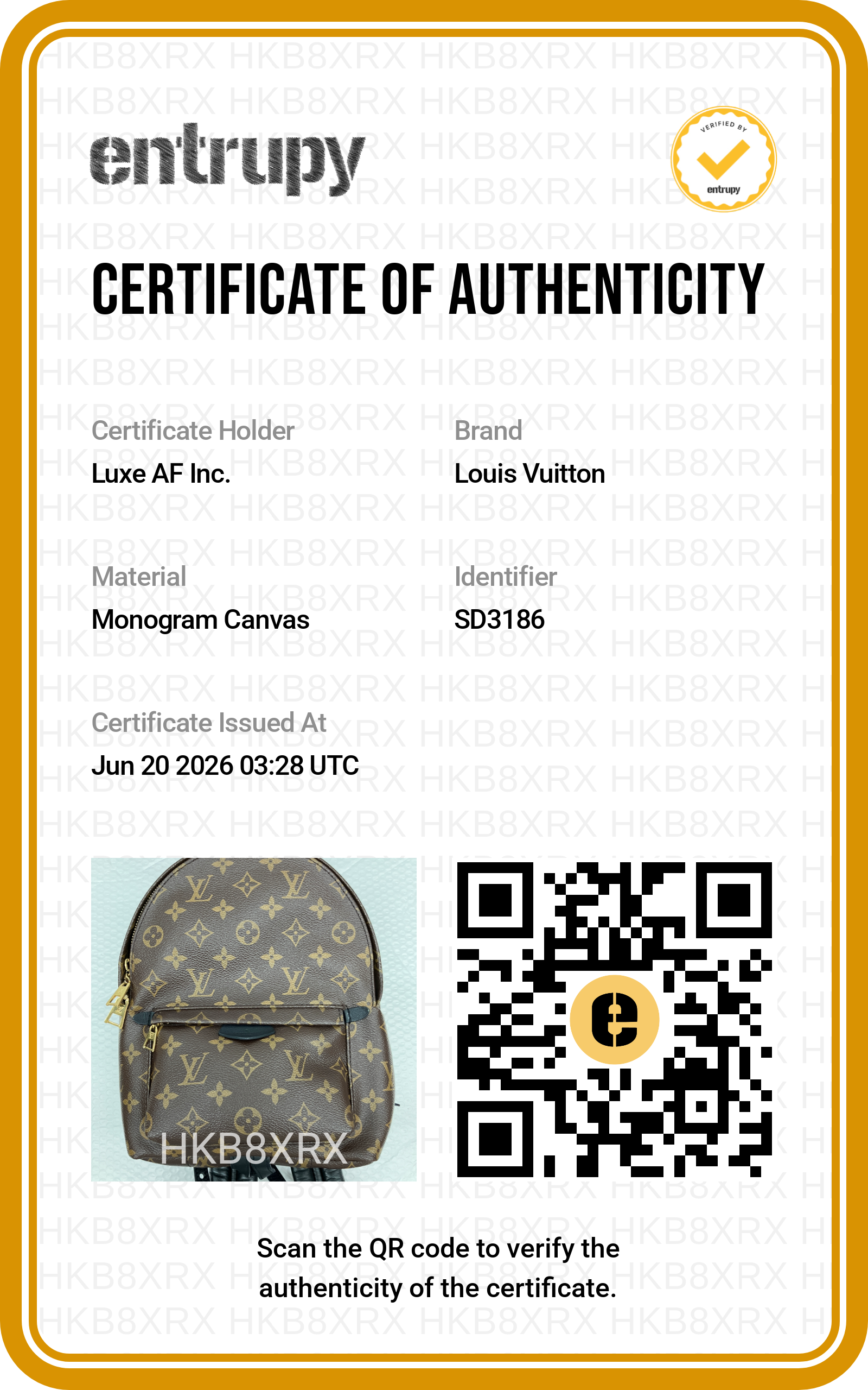 Louis Vuitton Palm Springs Monogram Canvas Backpack LV3078