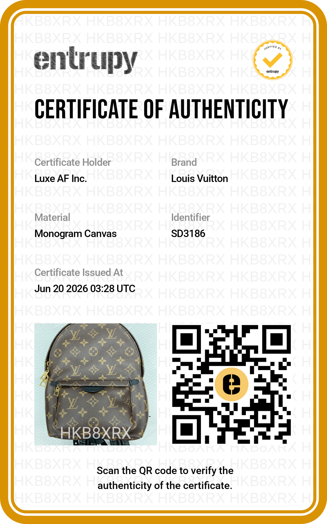 Louis Vuitton Palm Springs Monogram Canvas Backpack LV3078