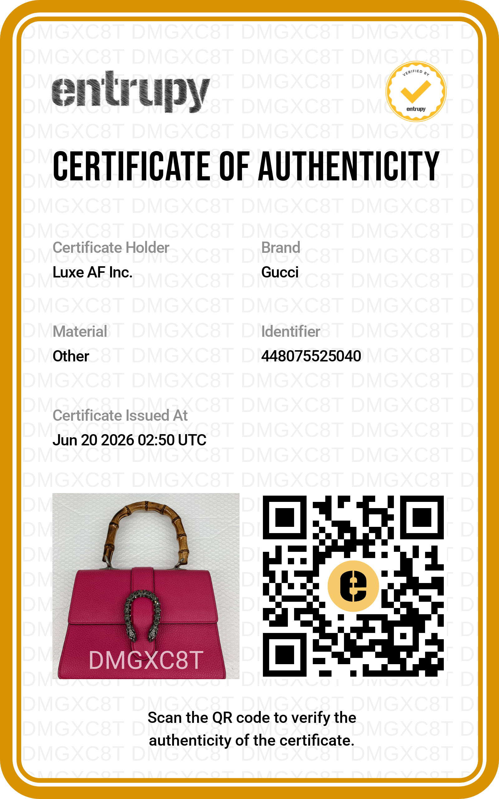 Gucci Dionysus Pink Leather Bamboo Medium Size Handle Bag GG1350