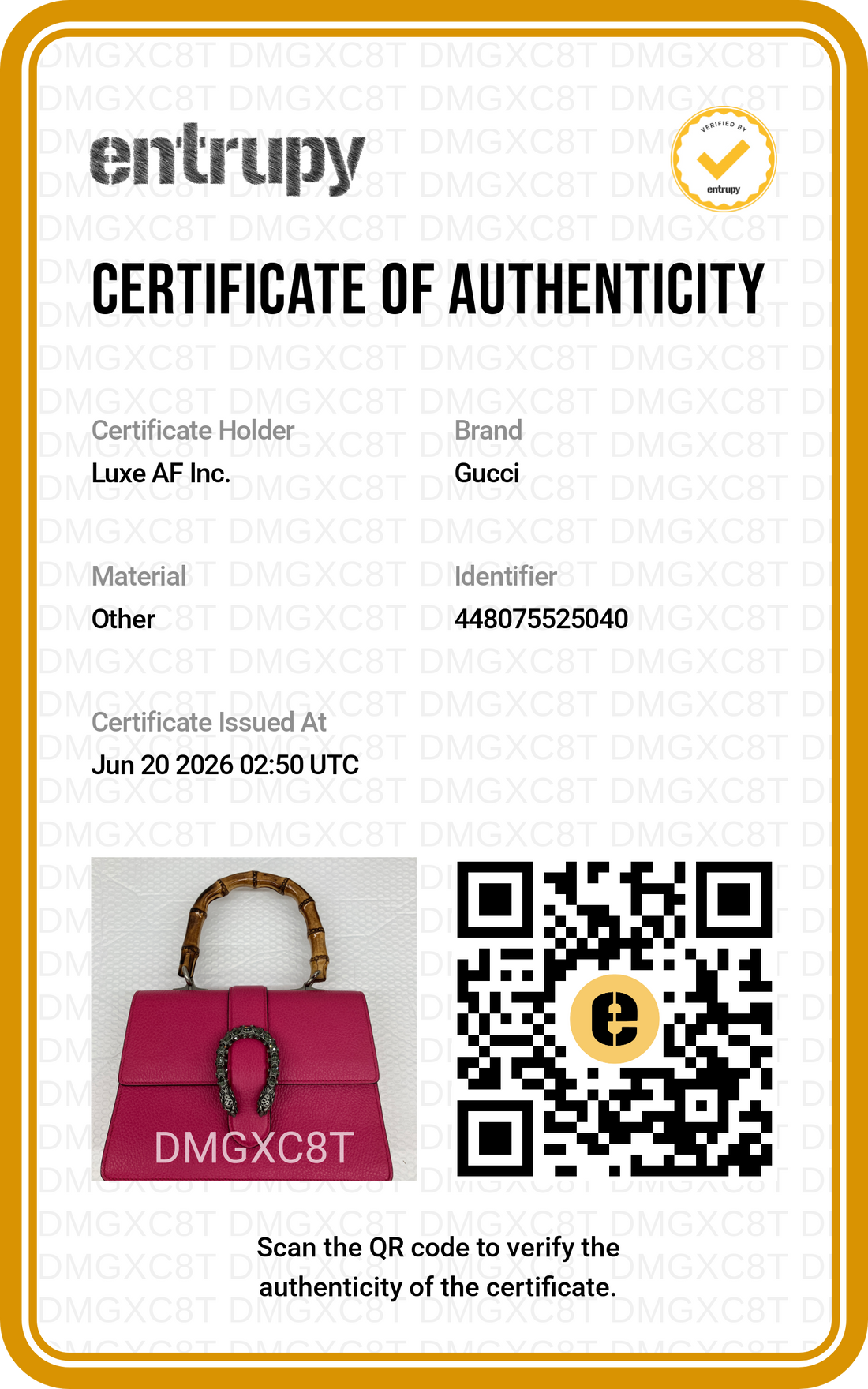 Gucci Dionysus Pink Leather Bamboo Medium Size Handle Bag GG1350