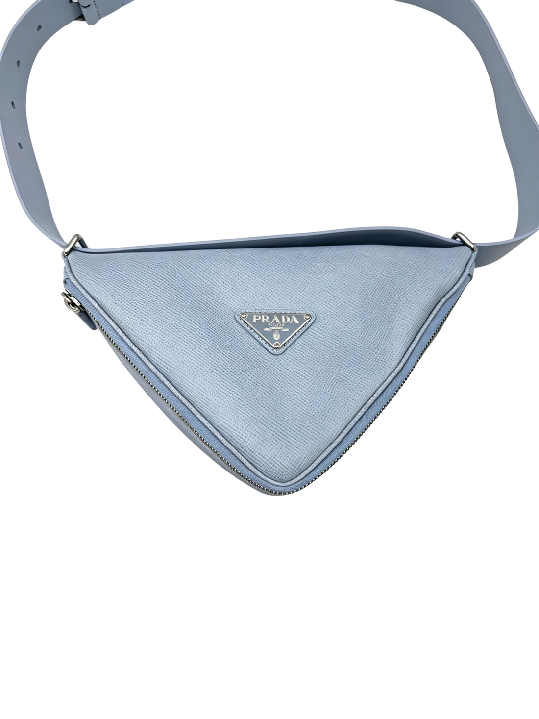 Prada Light Blue Triangle Saffiano Leather Shoulder Bag PR505