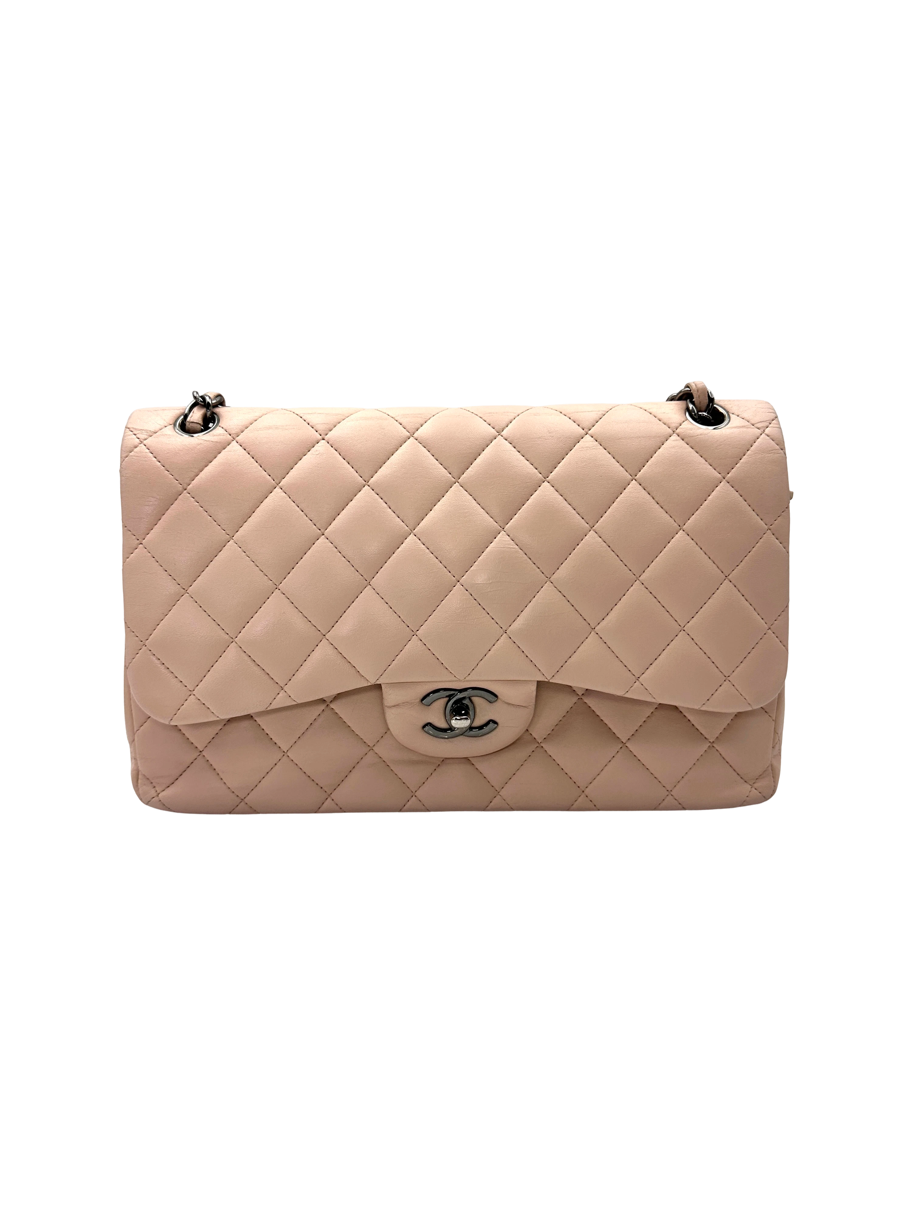 Chanel Classic Flap Beige Quilted Leather Jumbo Shoulder Bag(15***91) CC2220