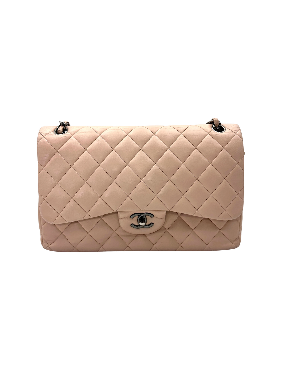 Chanel Classic Flap Beige Quilted Leather Jumbo Shoulder Bag(15***91) CC2220
