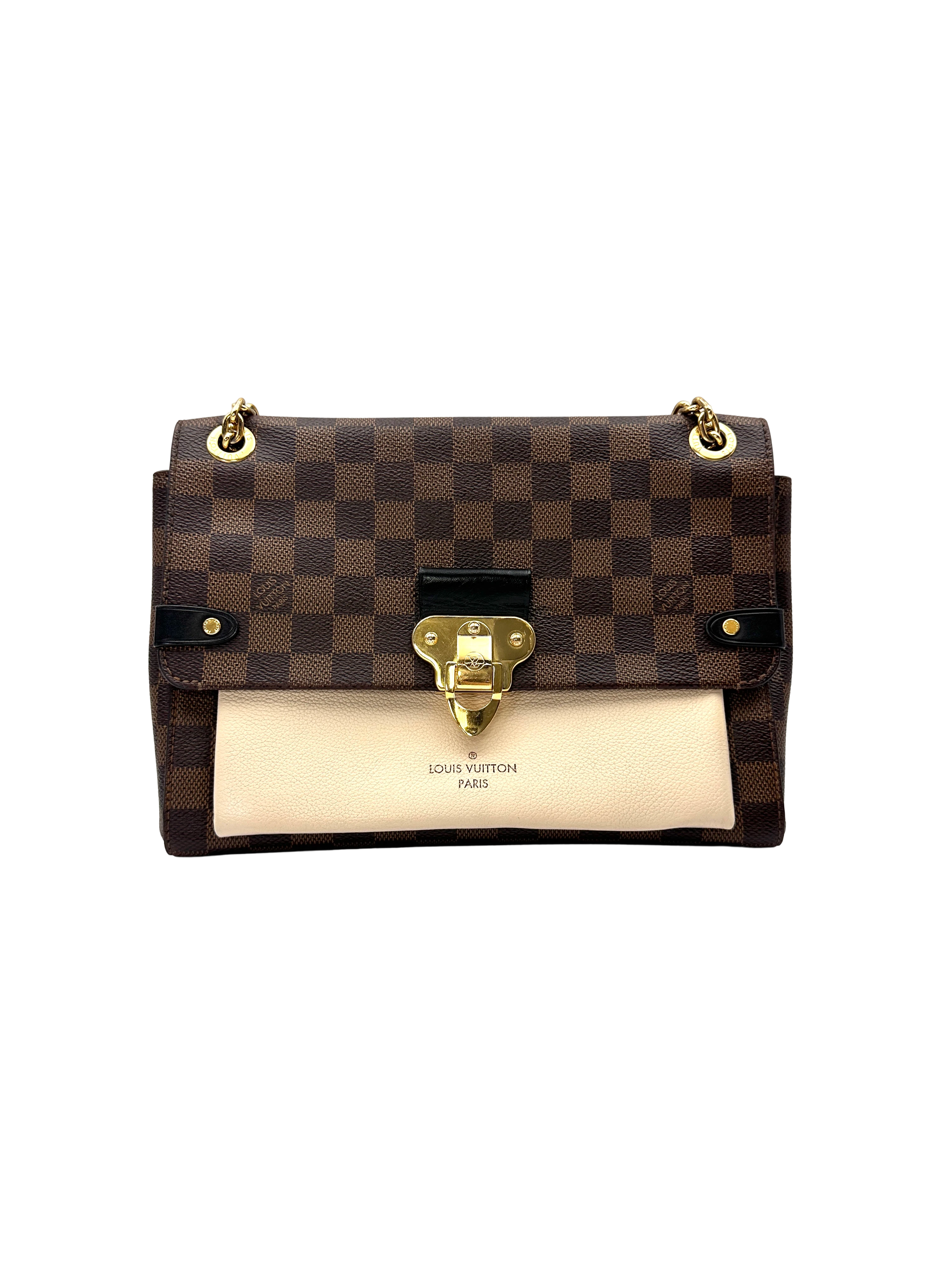 Louis Vuitton Vavin Damier Ebene & White Leather Canvas Wallet On Chain LV3079