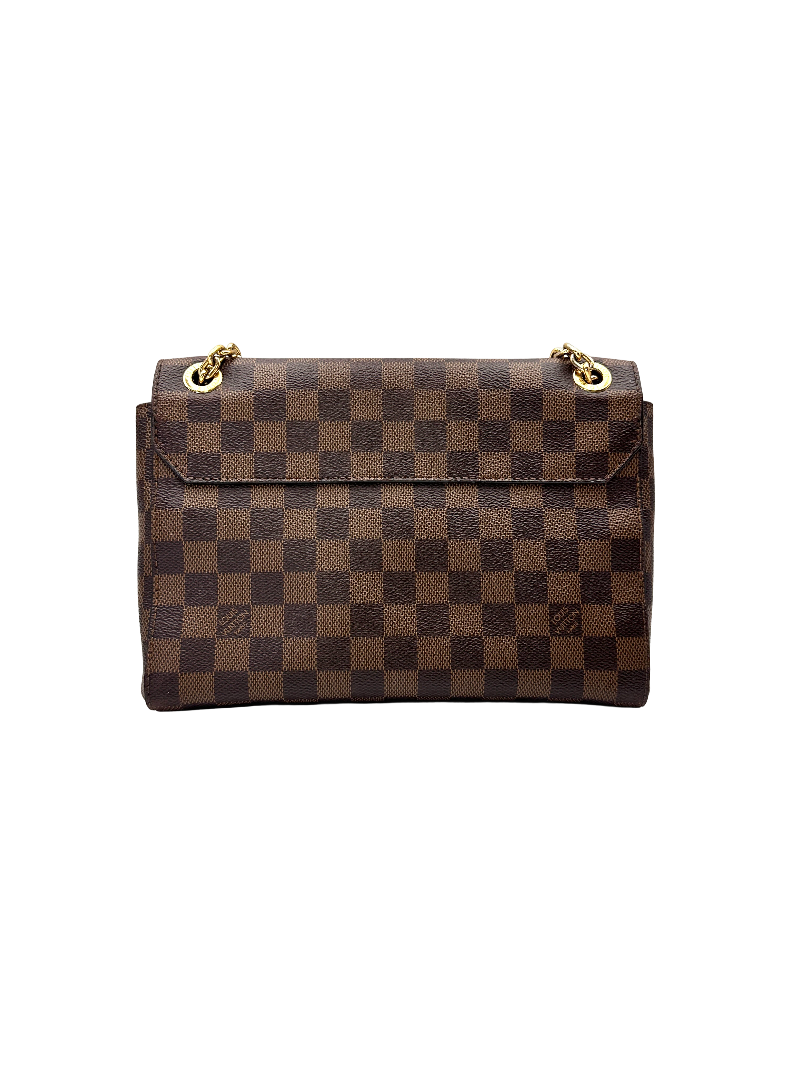 Louis Vuitton Vavin Damier Ebene & White Leather Canvas Wallet On Chain LV3079
