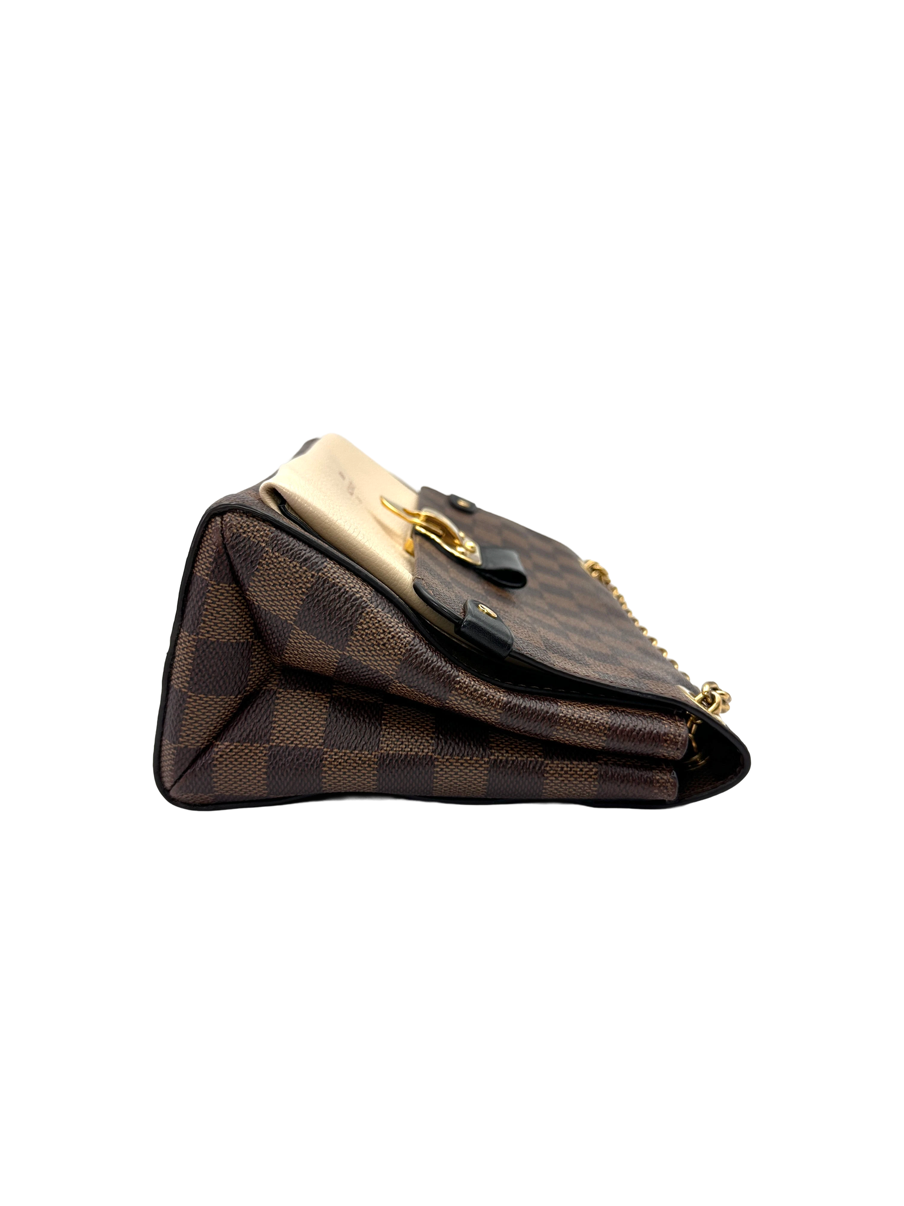Louis Vuitton Vavin Damier Ebene & White Leather Canvas Wallet On Chain LV3079