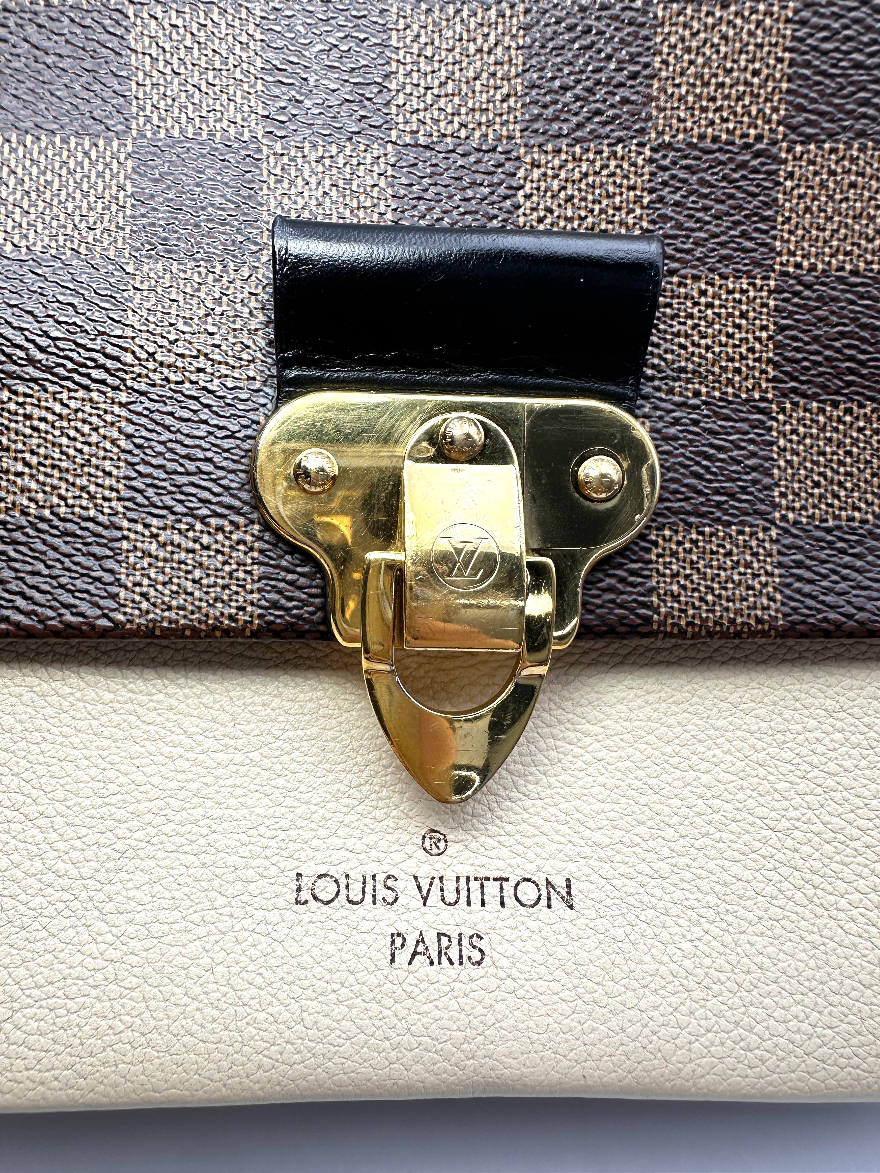Louis Vuitton Vavin Damier Ebene & White Leather Canvas Wallet On Chain LV3079