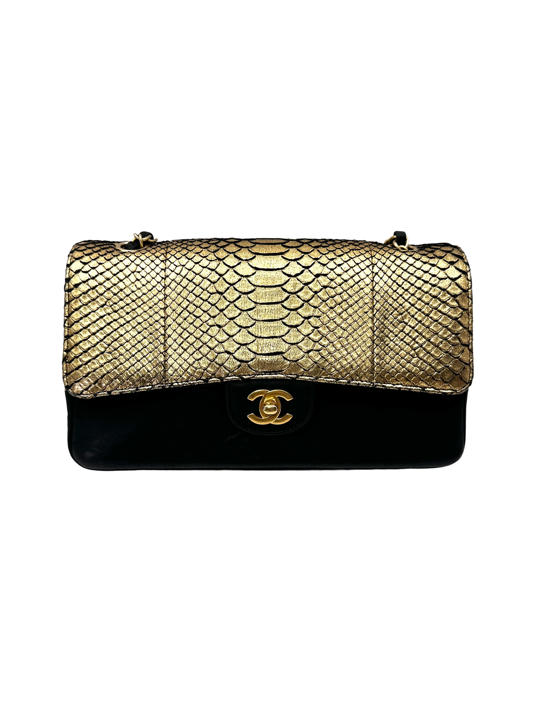 Chanel Classic Flap Metallic Gold Python Leather Shoulder Bag(23***97) CC2226