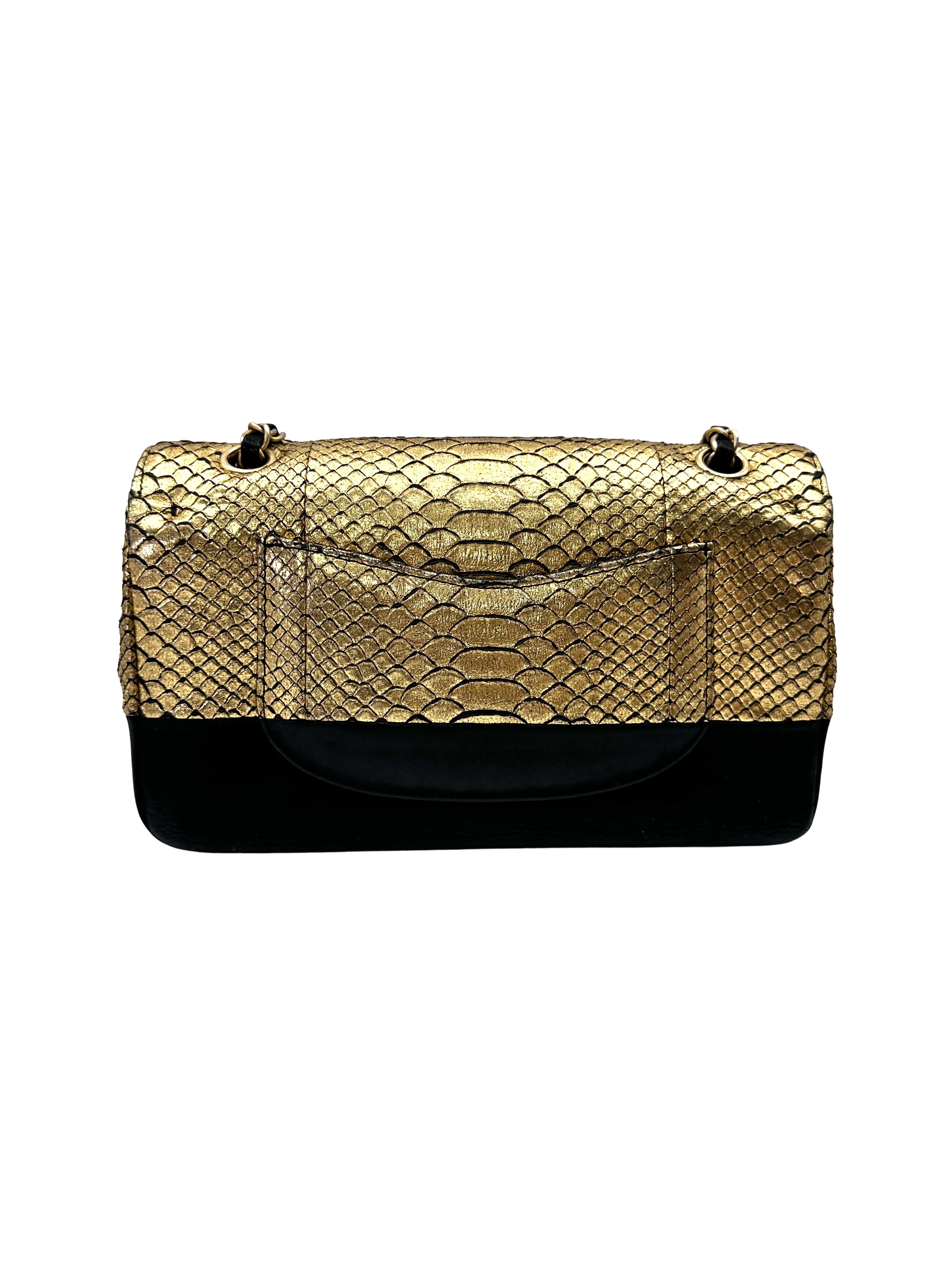 Chanel Classic Flap Metallic Gold Python Leather Shoulder Bag(23***97) CC2226