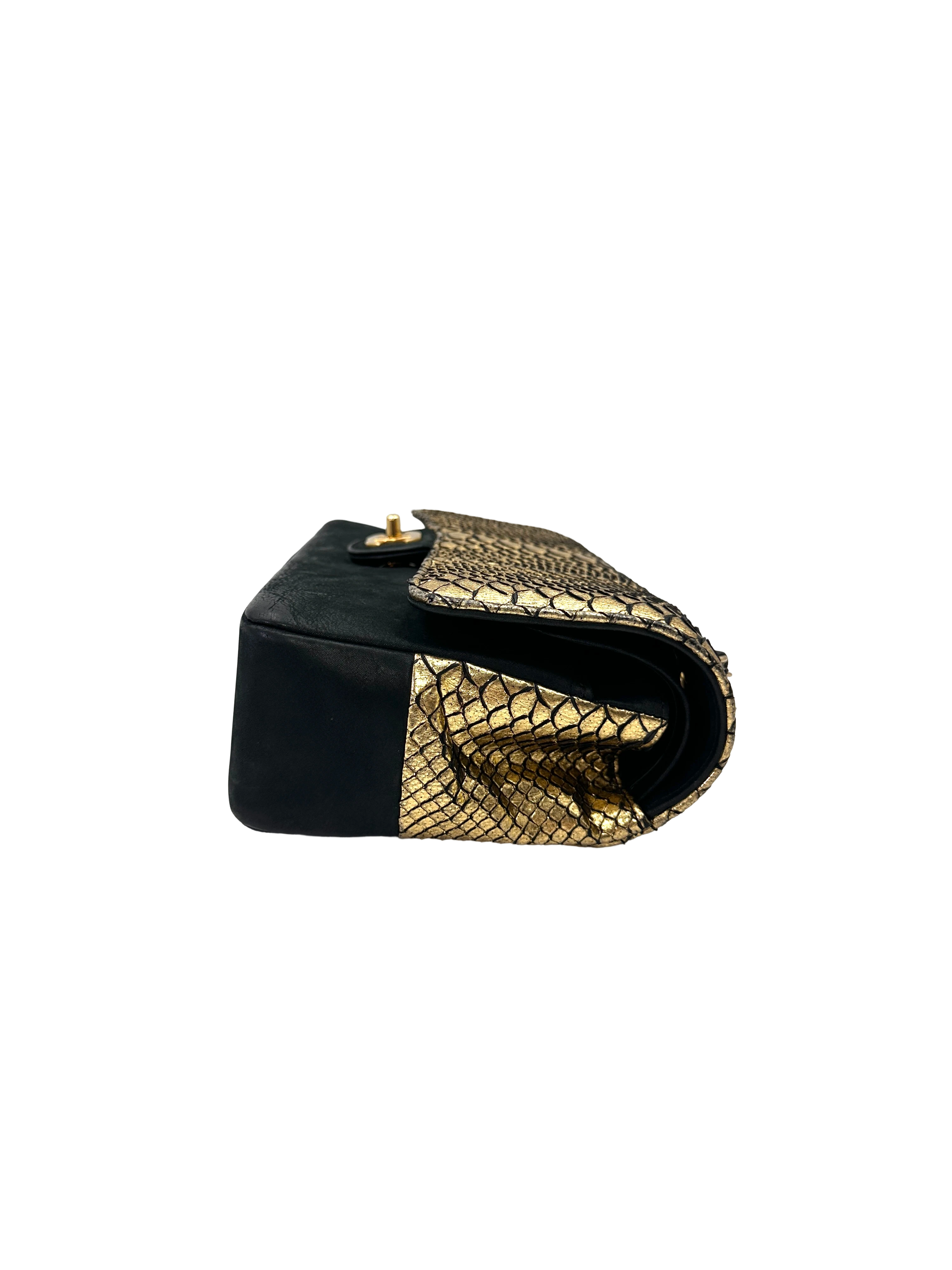 Chanel Classic Flap Metallic Gold Python Leather Shoulder Bag(23***97) CC2226
